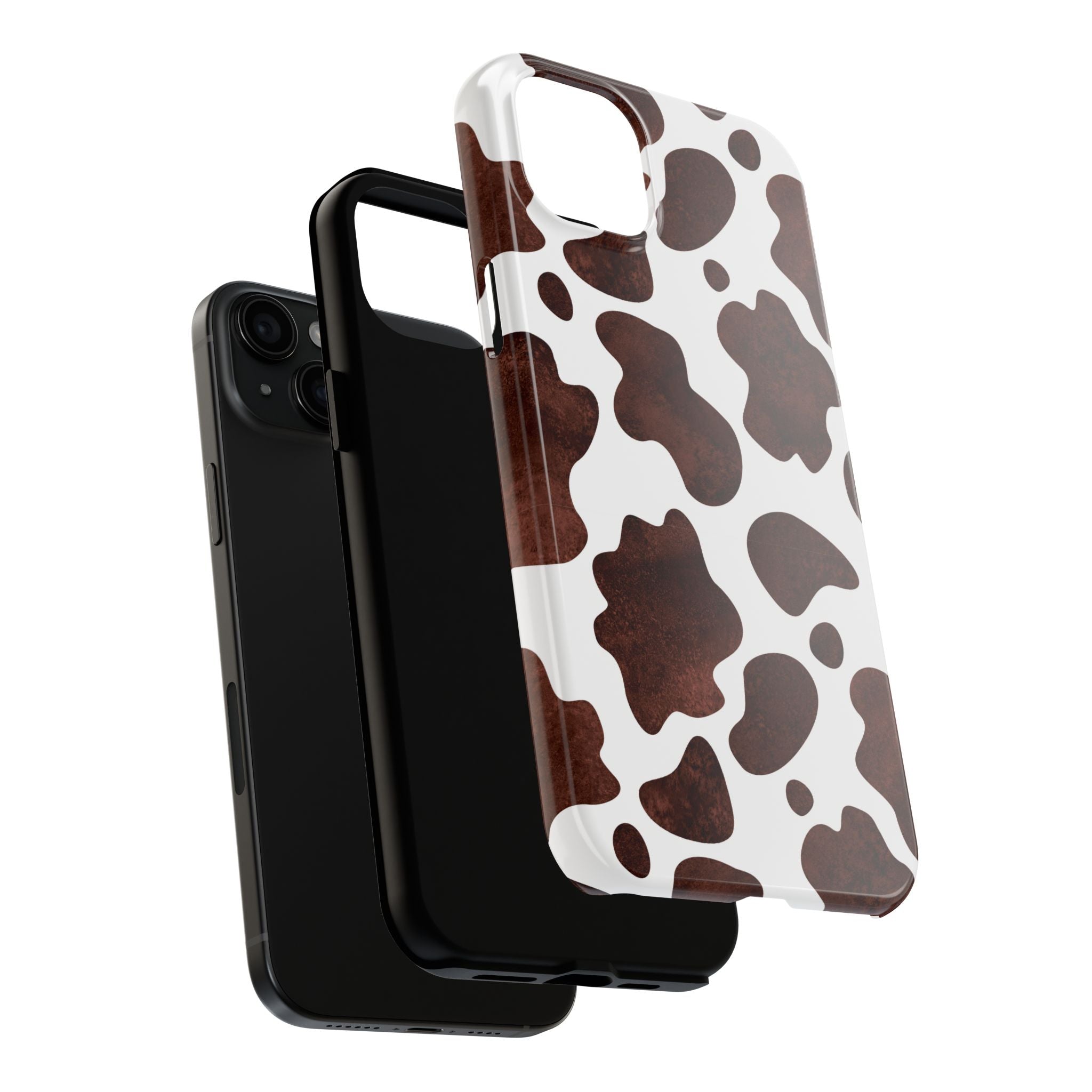 Brown Cow Print Tough Phone Case — Durable Animal Print Phone Cover