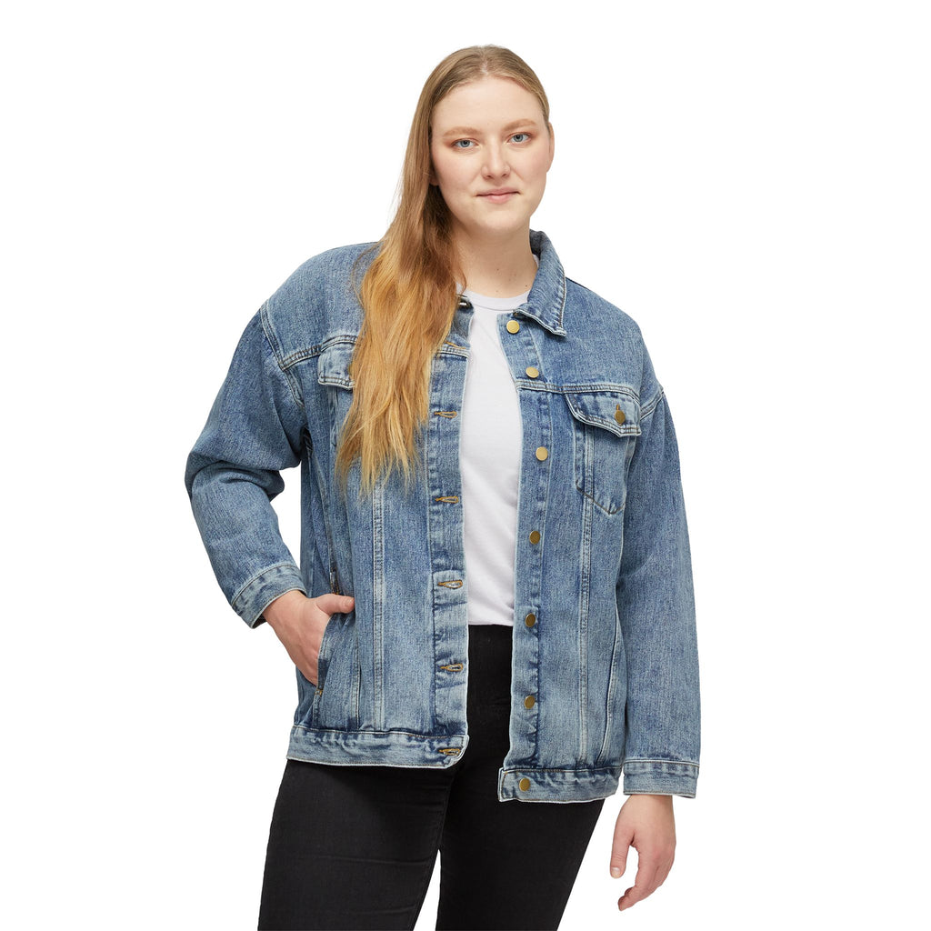 Women's Denim Jacket — Vintage Flame Book Graphic Back Patch