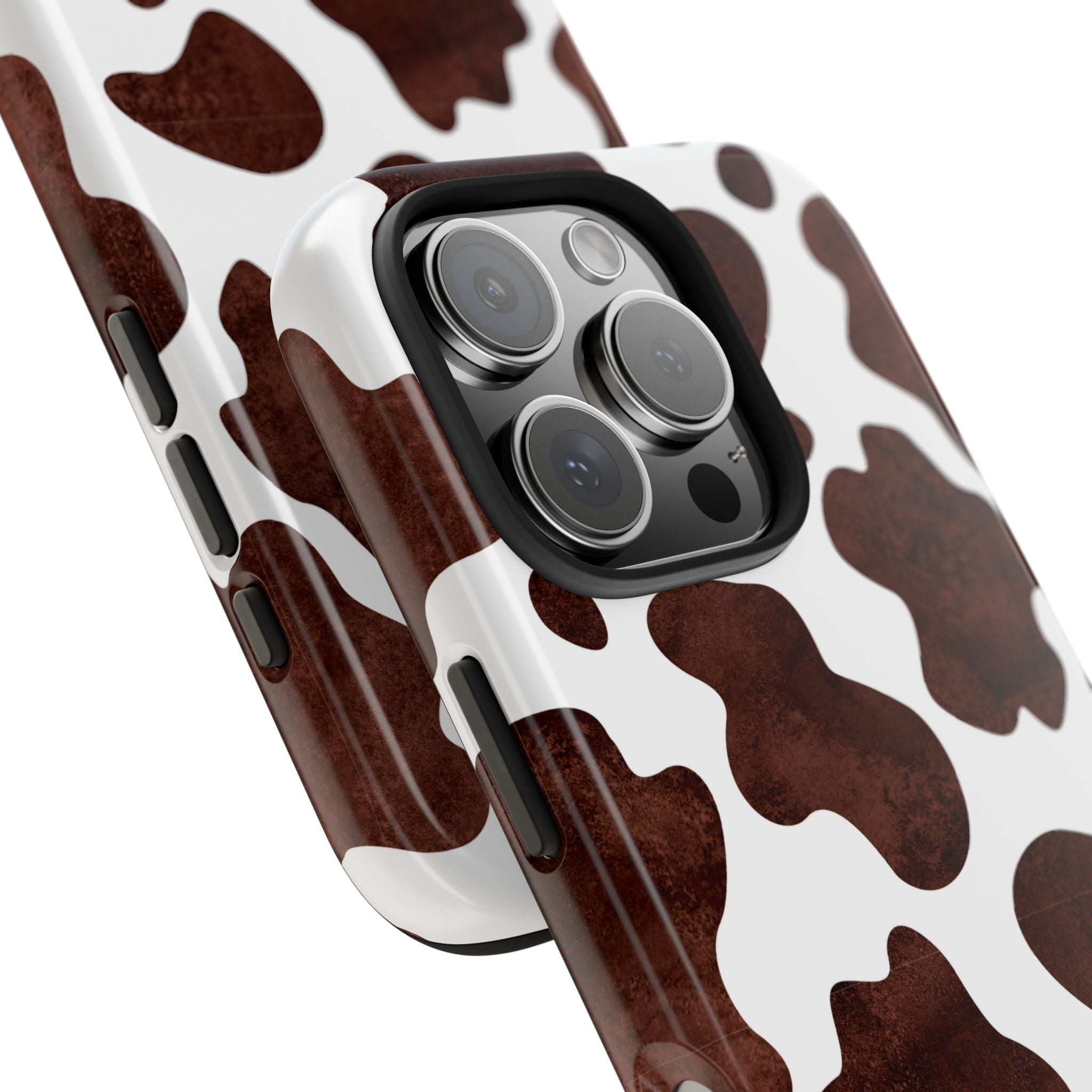 Brown Cow Print Tough Phone Case — Durable Animal Print Phone Cover