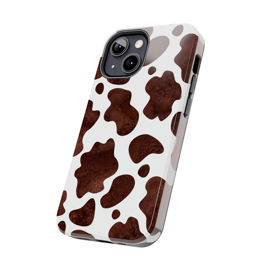 Brown Cow Print Tough Phone Case — Durable Animal Print Phone Cover
