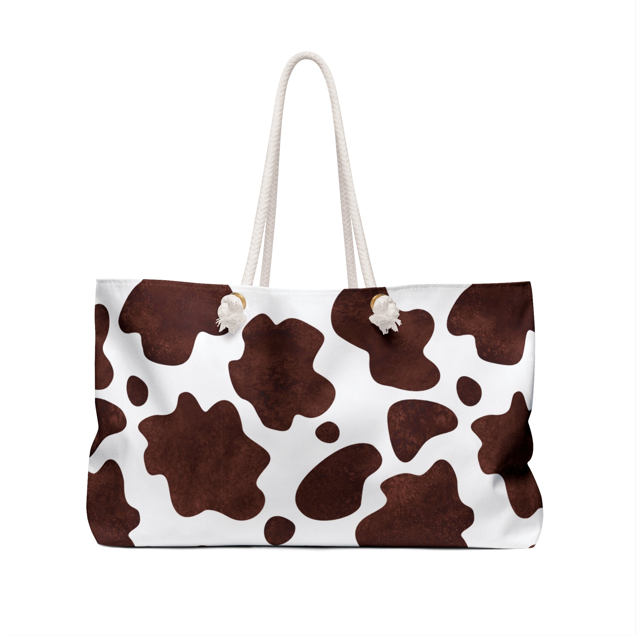 Cow Print Weekender Bag — Brown Cowhide Pattern Travel Tote