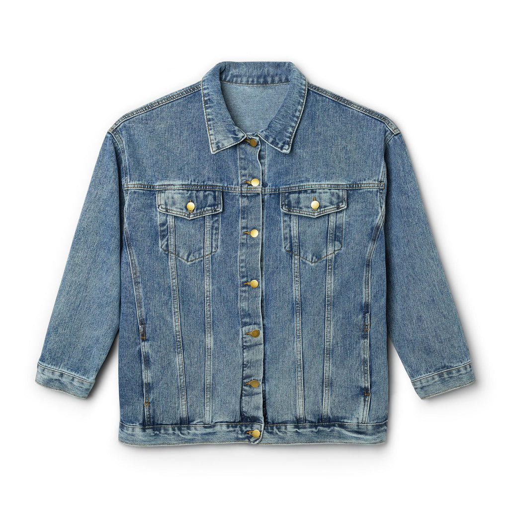 Women's Denim Jacket — Vintage Flame Book Graphic Back Patch