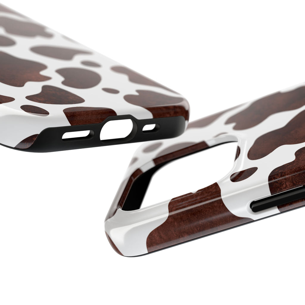 Brown Cow Print Tough Phone Case — Durable Animal Print Phone Cover