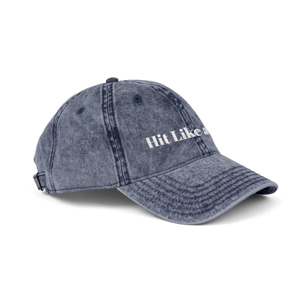 Vintage Embroidered Cap — 'Hit Like a Girl' Distressed Baseball Hat