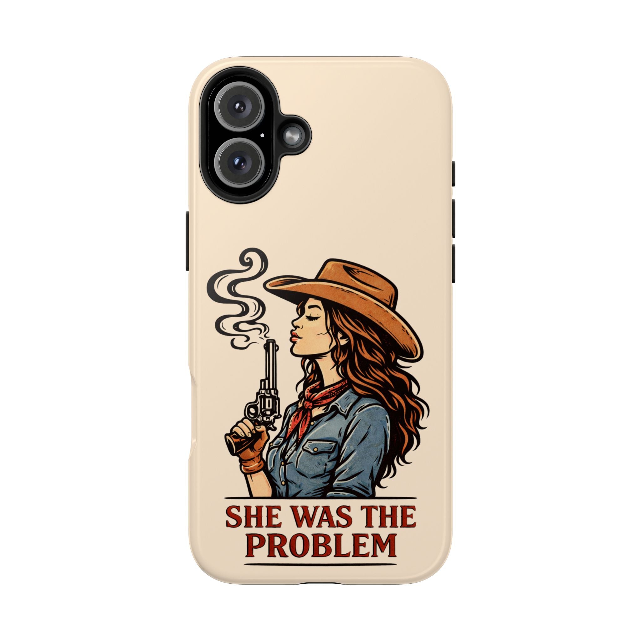 'She Was the Problem' Vintage Cowgirl Protective Tough Phone Case