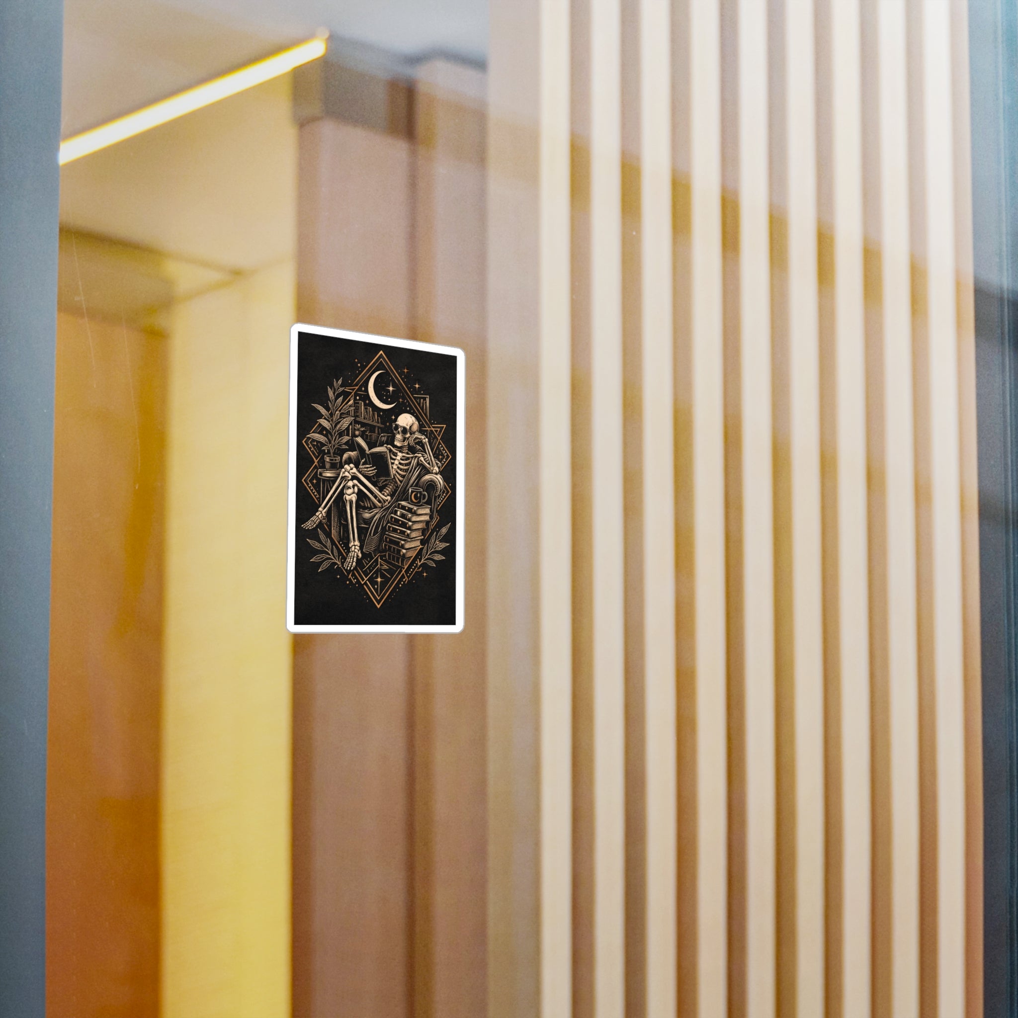 Skeleton Reading Book Stack Sticker | Kiss-Cut Vinyl Decal