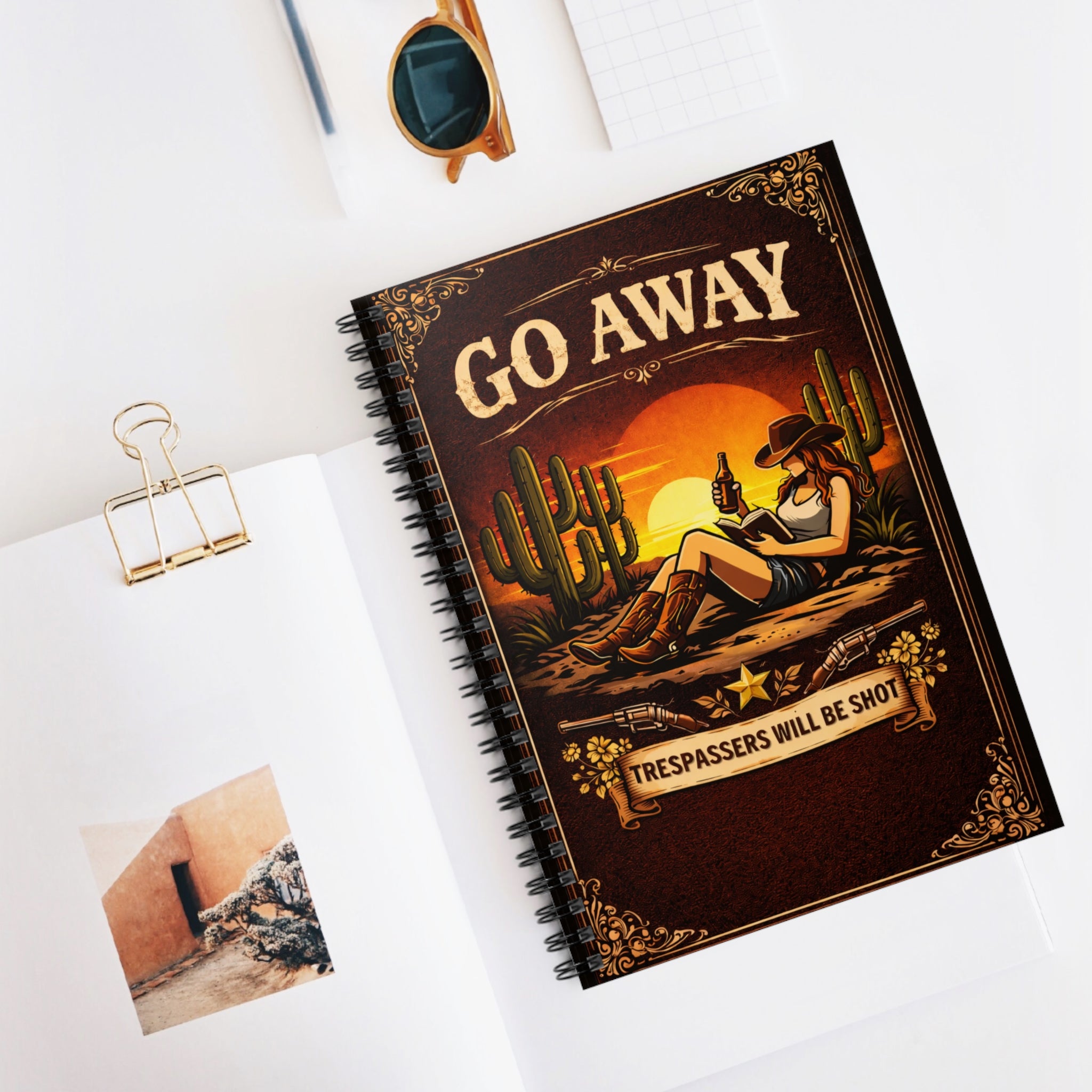 Western 'Go Away - Trespassers Will Be Shot' Spiral Notebook