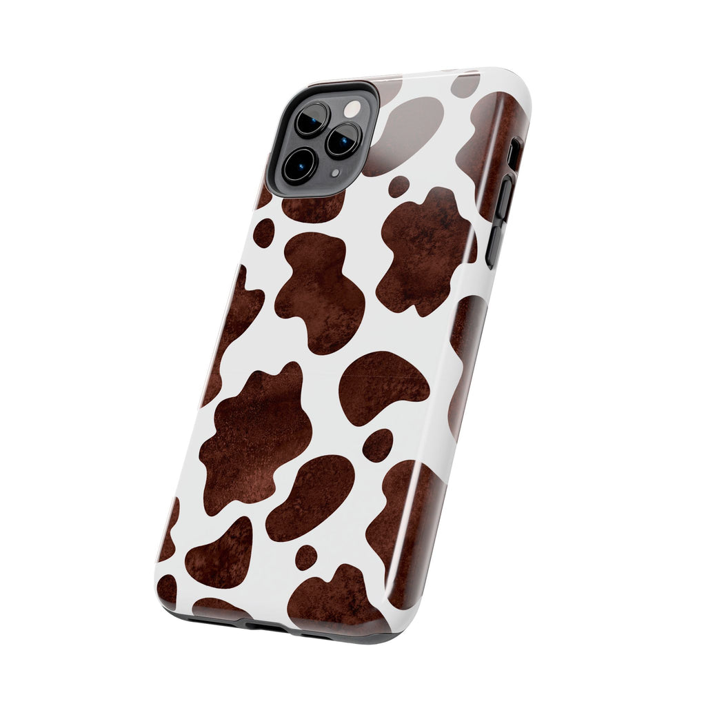 Brown Cow Print Tough Phone Case — Durable Animal Print Phone Cover