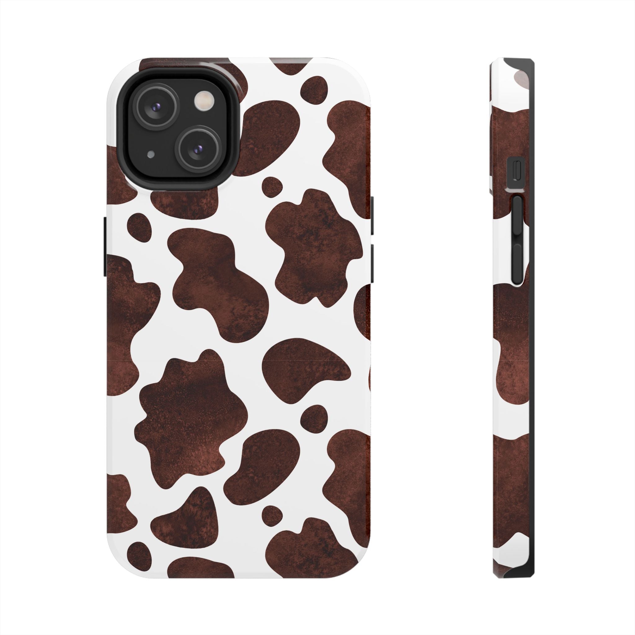 Brown Cow Print Tough Phone Case — Durable Animal Print Phone Cover