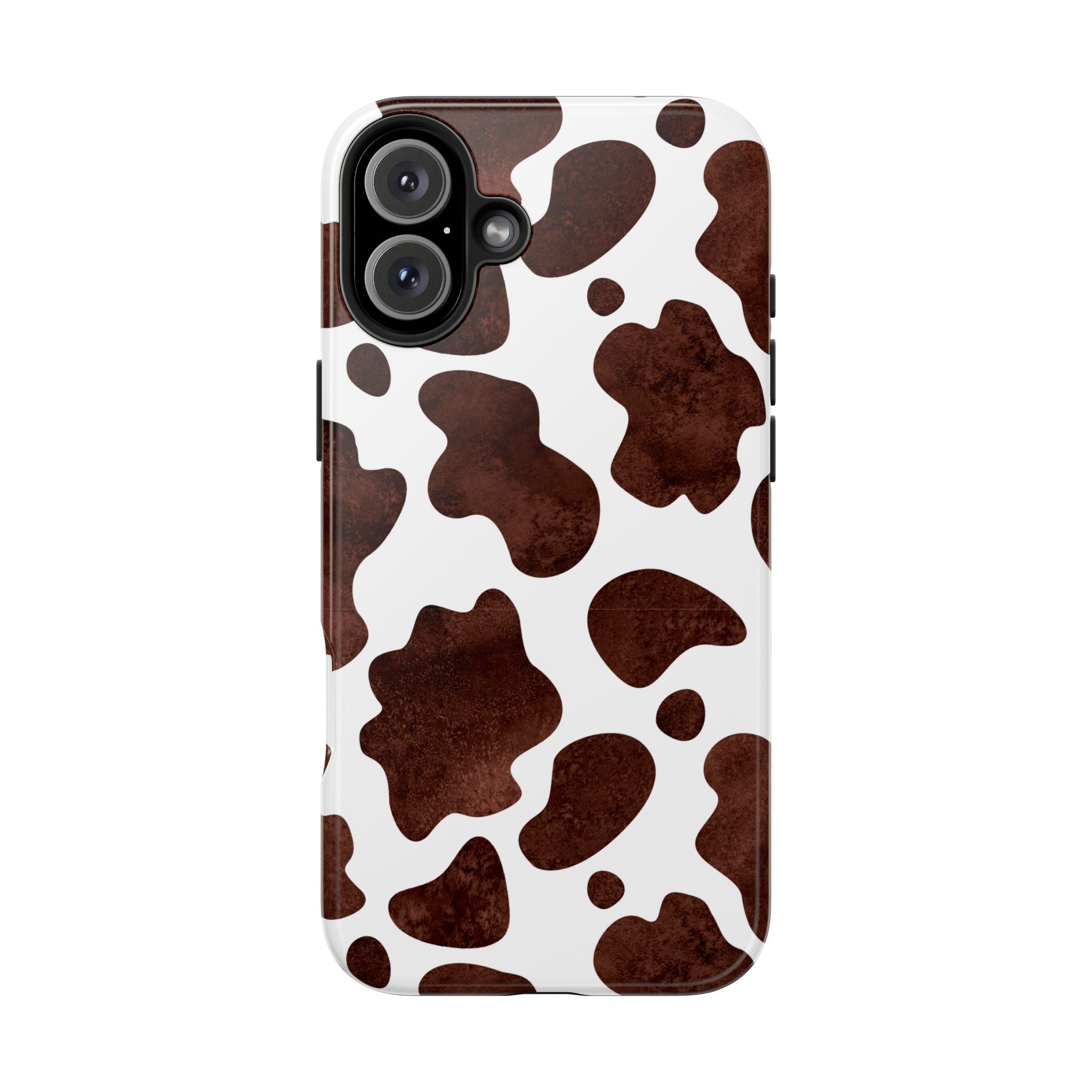 Brown Cow Print Tough Phone Case — Durable Animal Print Phone Cover