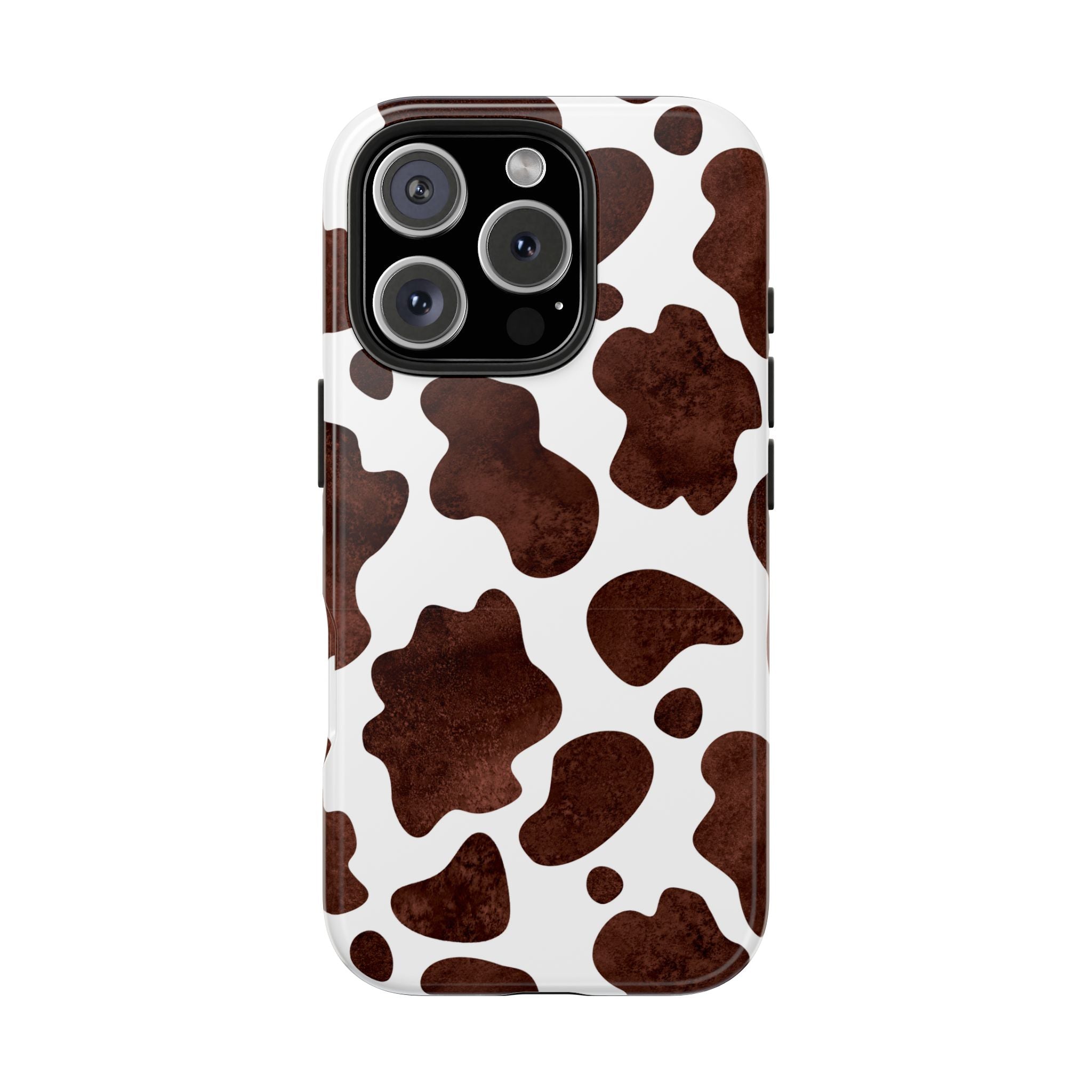Brown Cow Print Tough Phone Case — Durable Animal Print Phone Cover