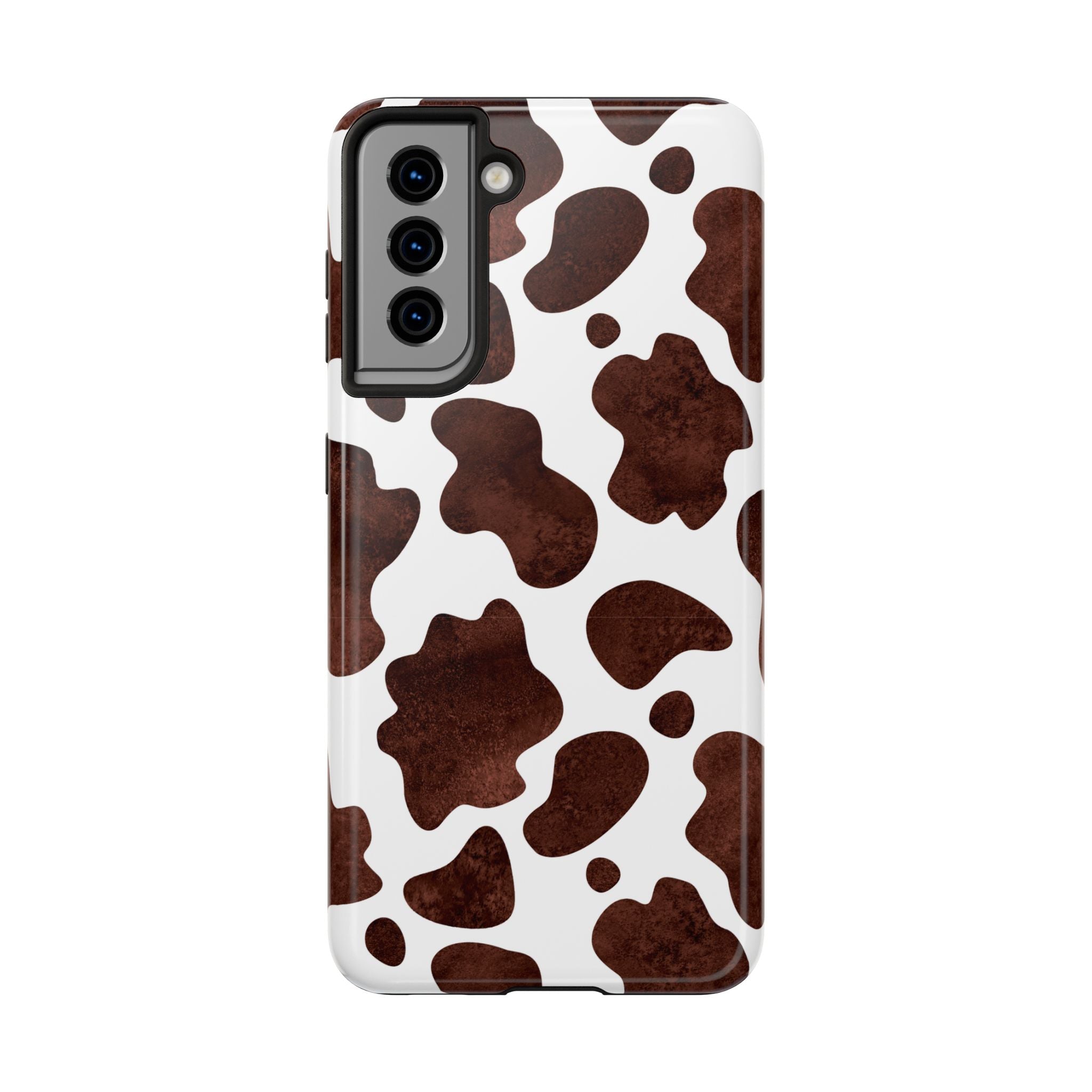 Brown Cow Print Tough Phone Case — Durable Animal Print Phone Cover