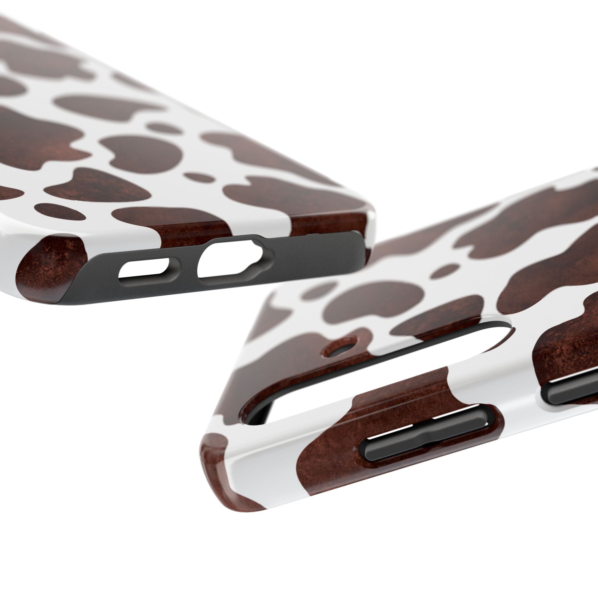 Brown Cow Print Tough Phone Case — Durable Animal Print Phone Cover