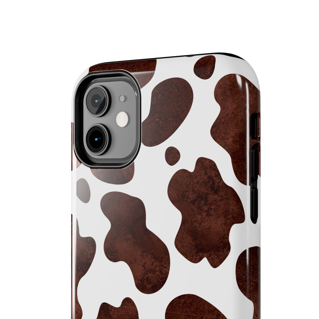 Brown Cow Print Tough Phone Case — Durable Animal Print Phone Cover