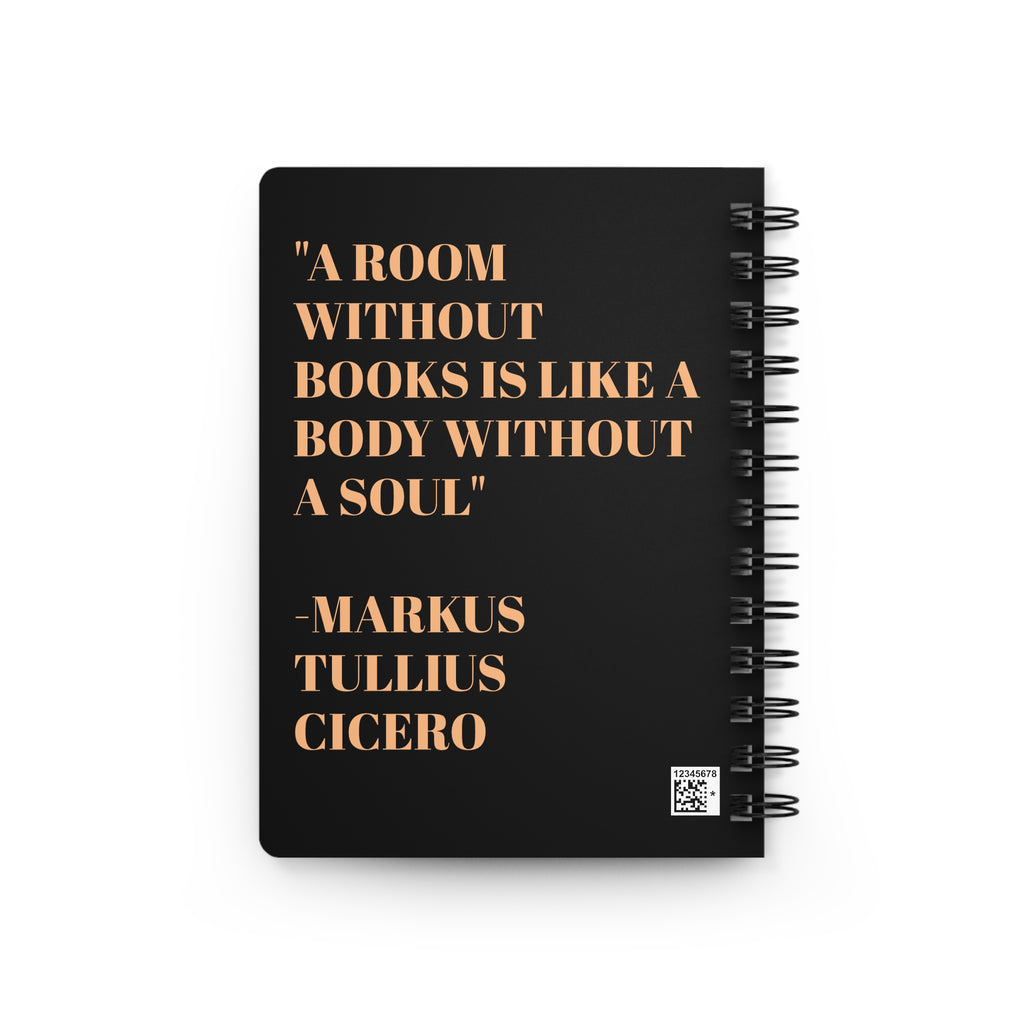 Skeleton Reading with Moon Spiral Bound Journal | Literary Quote Cicero