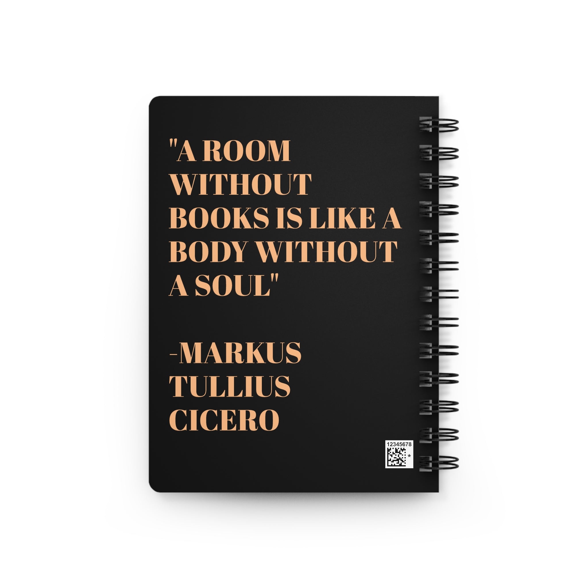 Skeleton Reading with Moon Spiral Bound Journal | Literary Quote Cicero