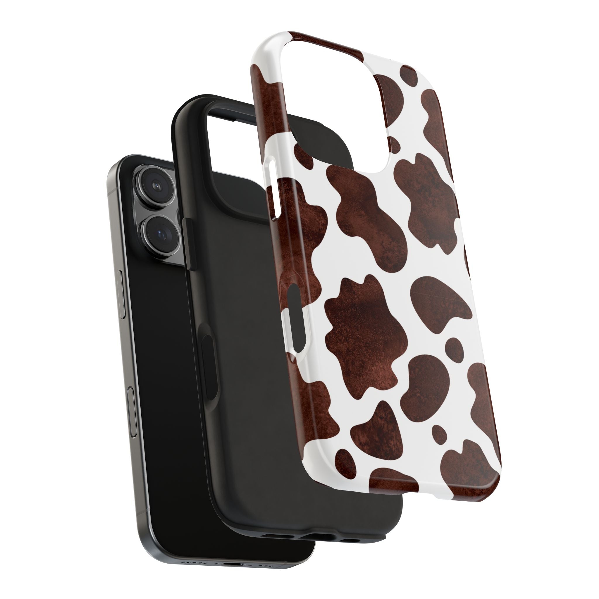Brown Cow Print Tough Phone Case — Durable Animal Print Phone Cover