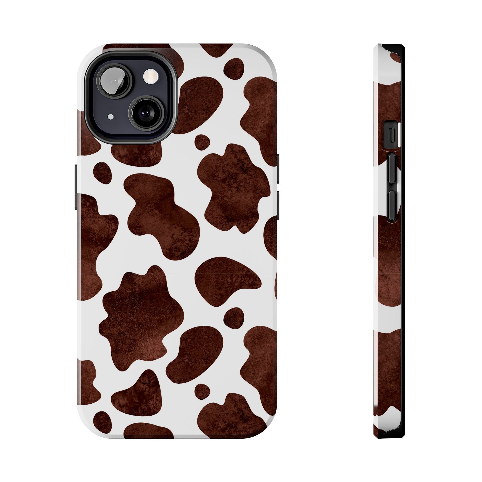 Brown Cow Print Tough Phone Case — Durable Animal Print Phone Cover