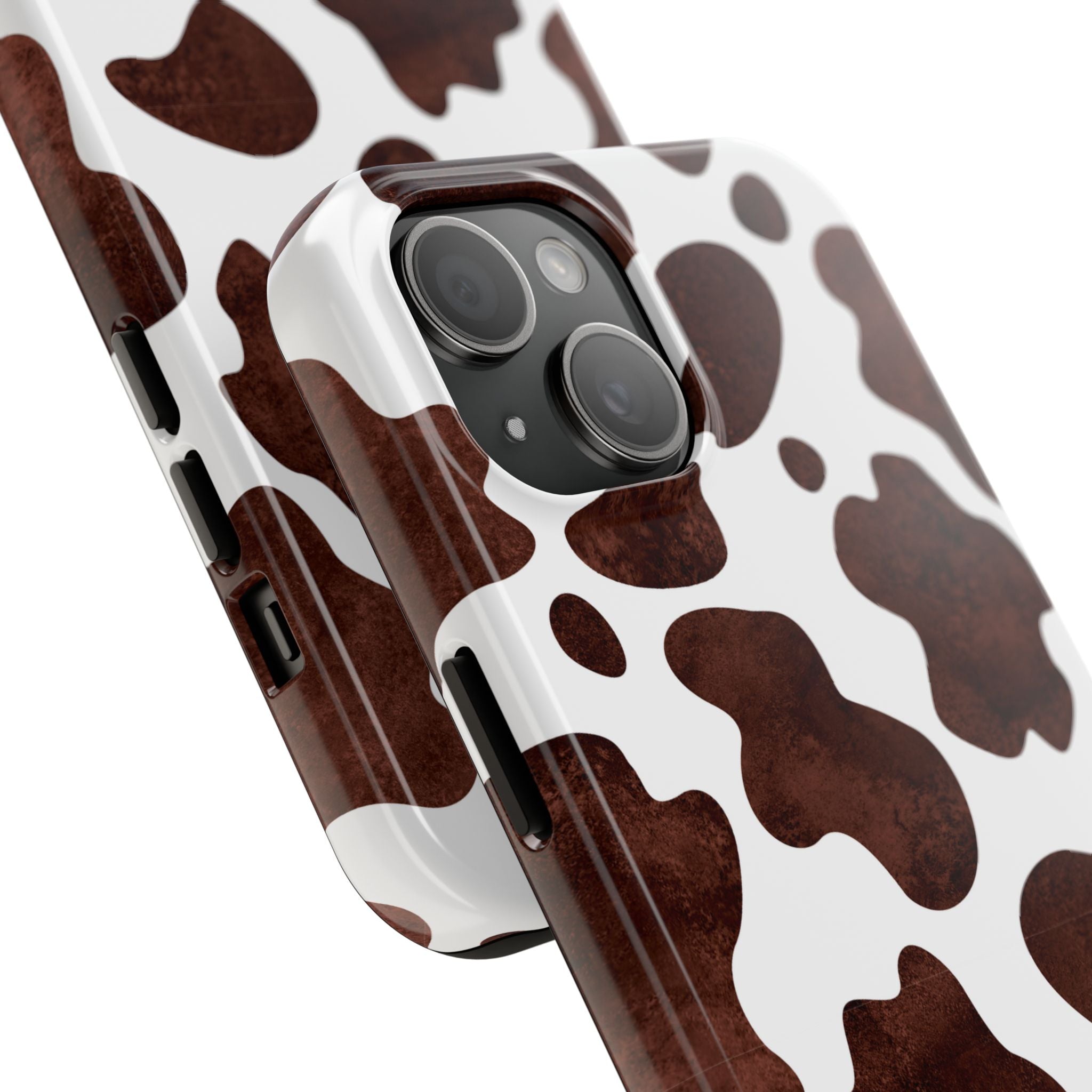 Brown Cow Print Tough Phone Case — Durable Animal Print Phone Cover
