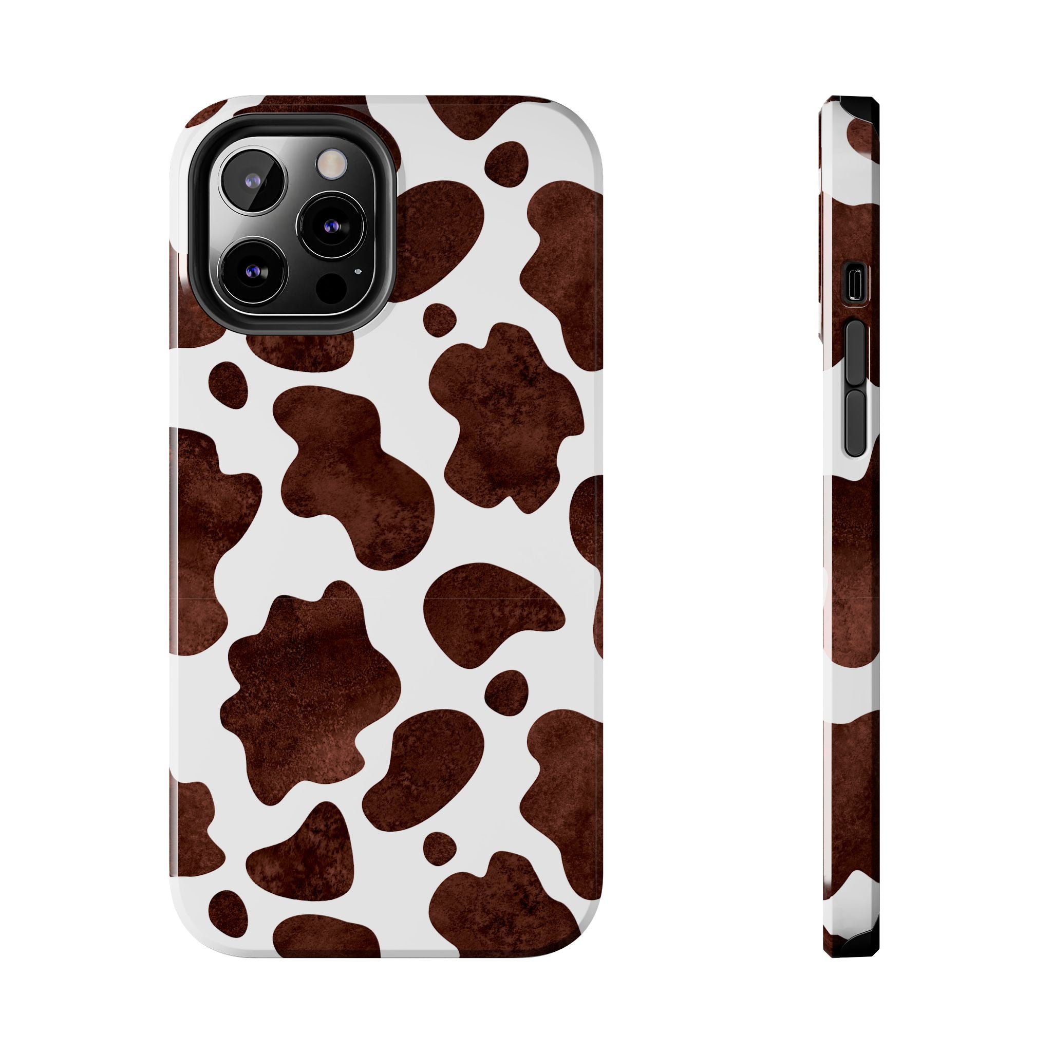 Brown Cow Print Tough Phone Case — Durable Animal Print Phone Cover