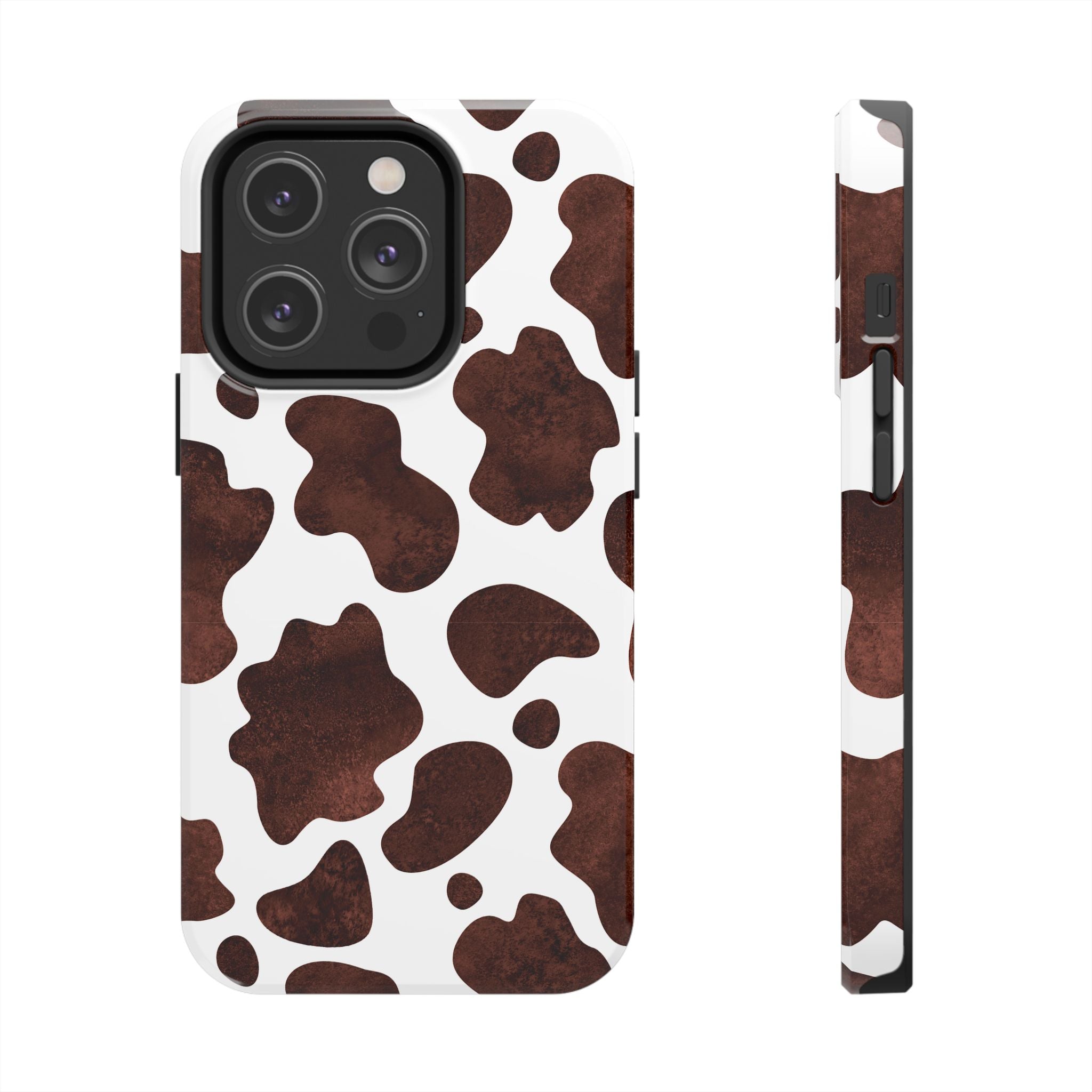 Brown Cow Print Tough Phone Case — Durable Animal Print Phone Cover