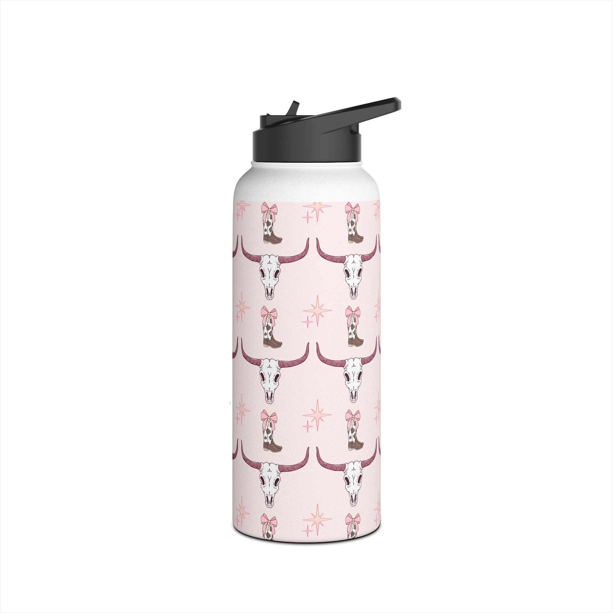 Pink Southwestern Skull Stainless Steel Water Bottle