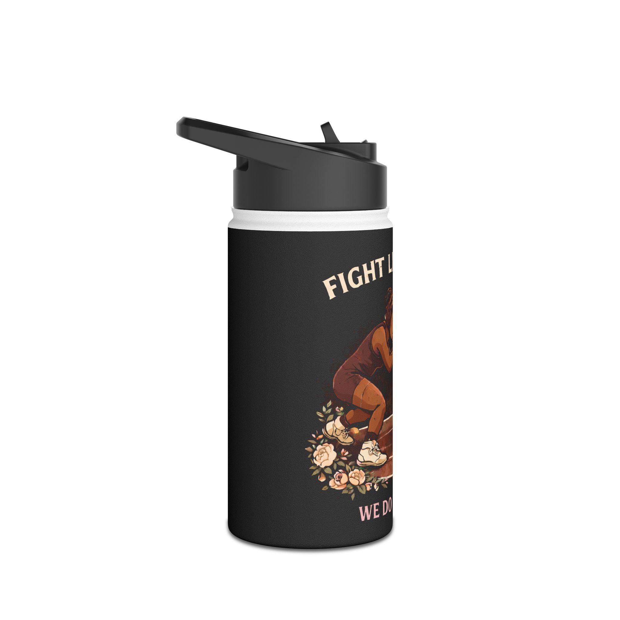 Stainless Water Bottle — “Fight Like a Girl, We Do It Better” Vintage Wrestling Design