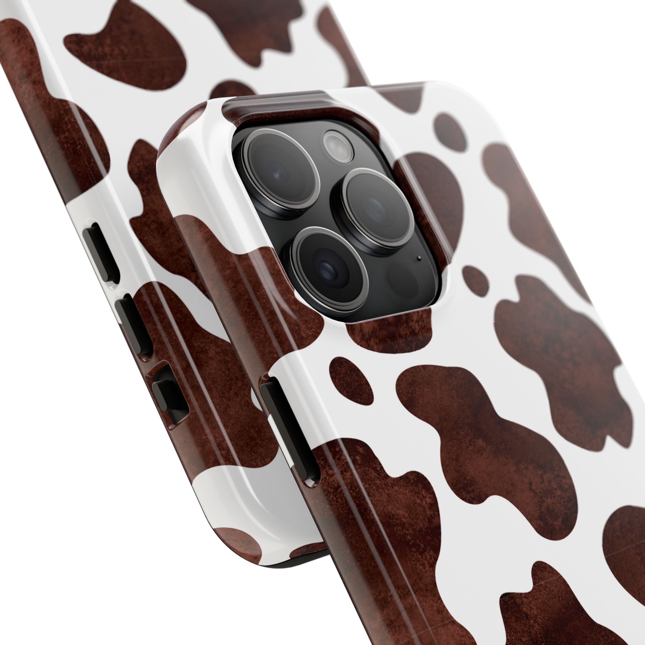 Brown Cow Print Tough Phone Case — Durable Animal Print Phone Cover