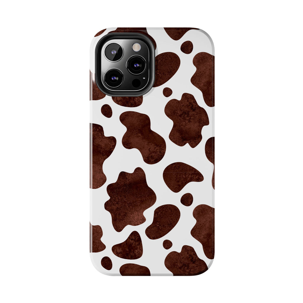 Brown Cow Print Tough Phone Case — Durable Animal Print Phone Cover