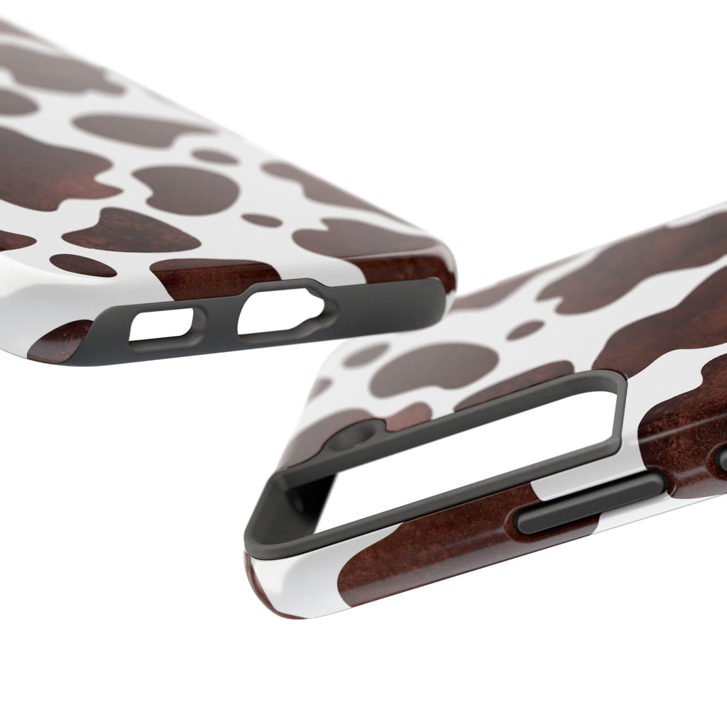 Brown Cow Print Tough Phone Case — Durable Animal Print Phone Cover
