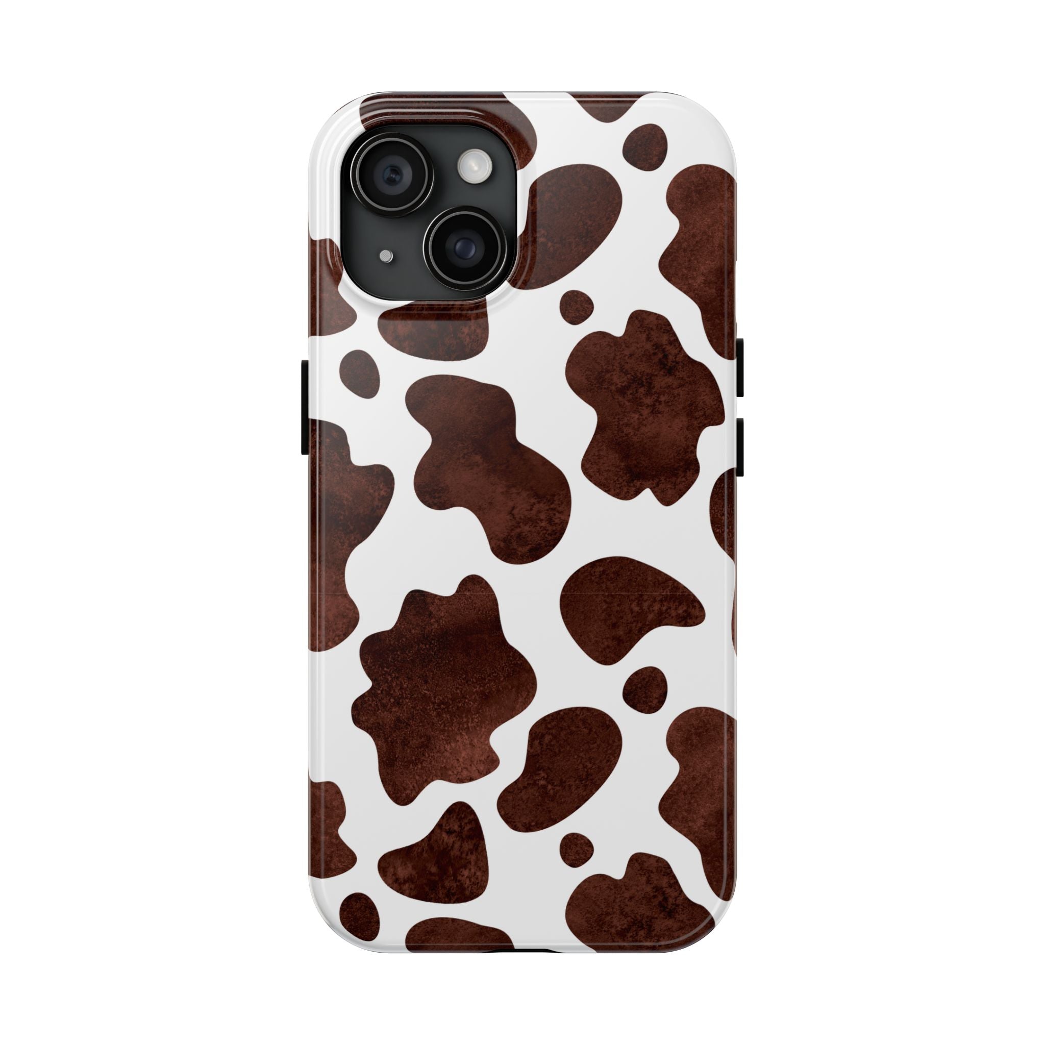 Brown Cow Print Tough Phone Case — Durable Animal Print Phone Cover