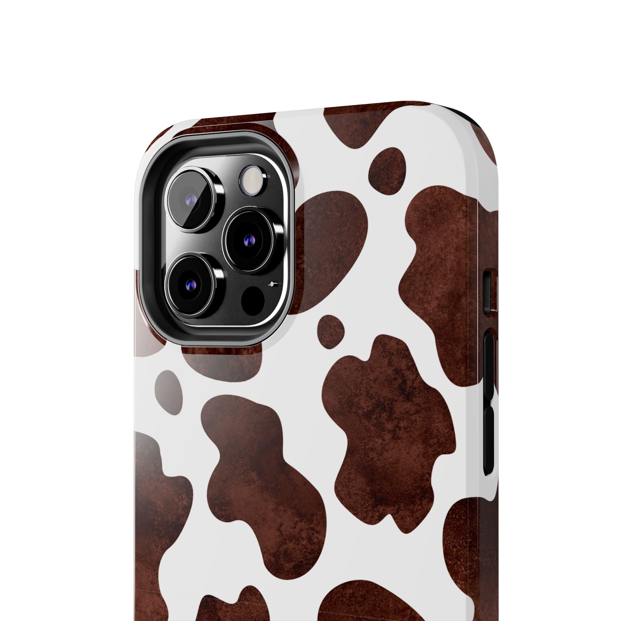 Brown Cow Print Tough Phone Case — Durable Animal Print Phone Cover