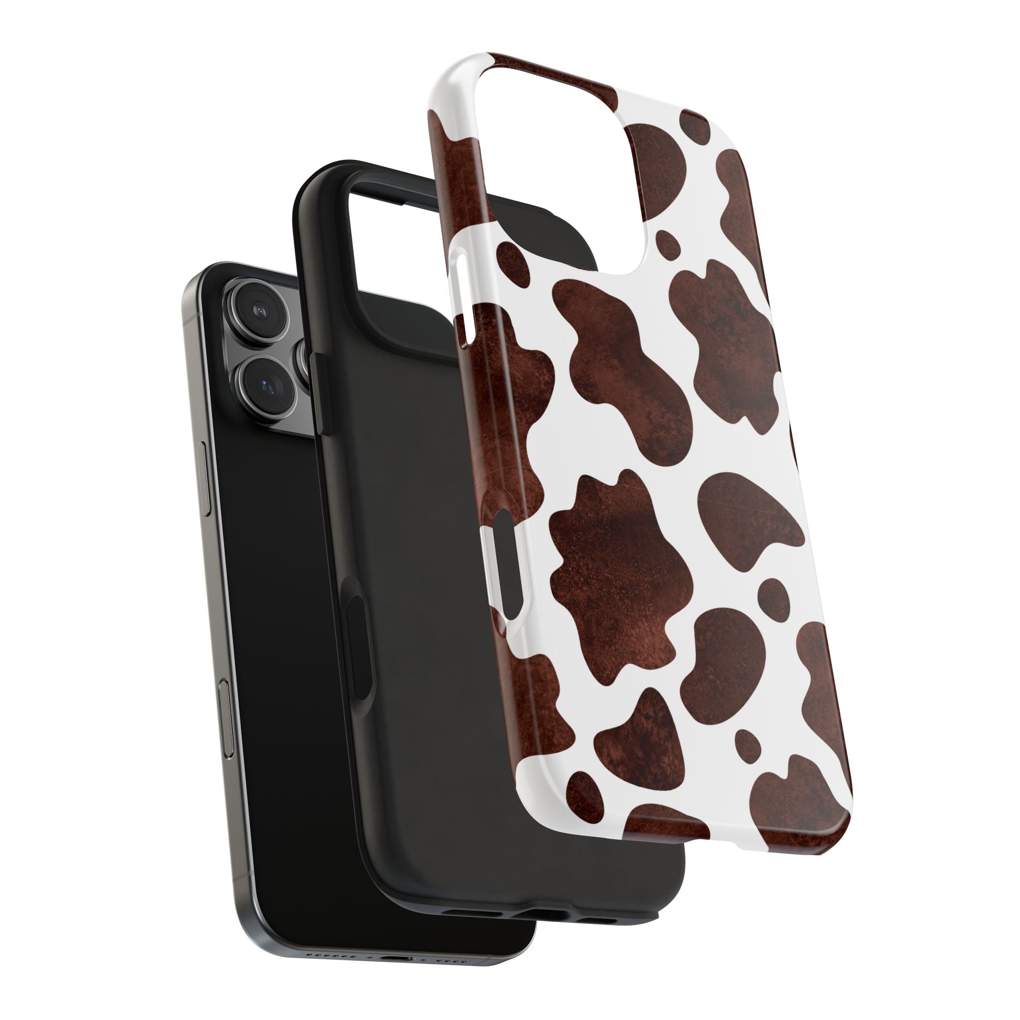 Brown Cow Print Tough Phone Case — Durable Animal Print Phone Cover