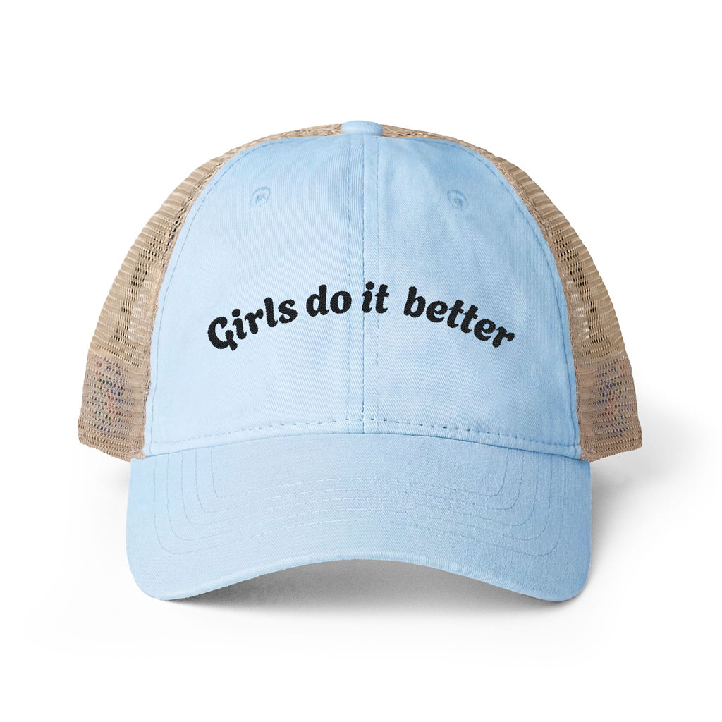 Black Embroidery "Women do it better" - Women's Washed Mesh-Back Cap