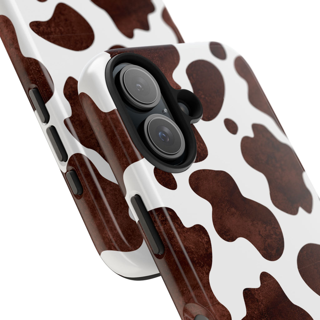 Brown Cow Print Tough Phone Case — Durable Animal Print Phone Cover