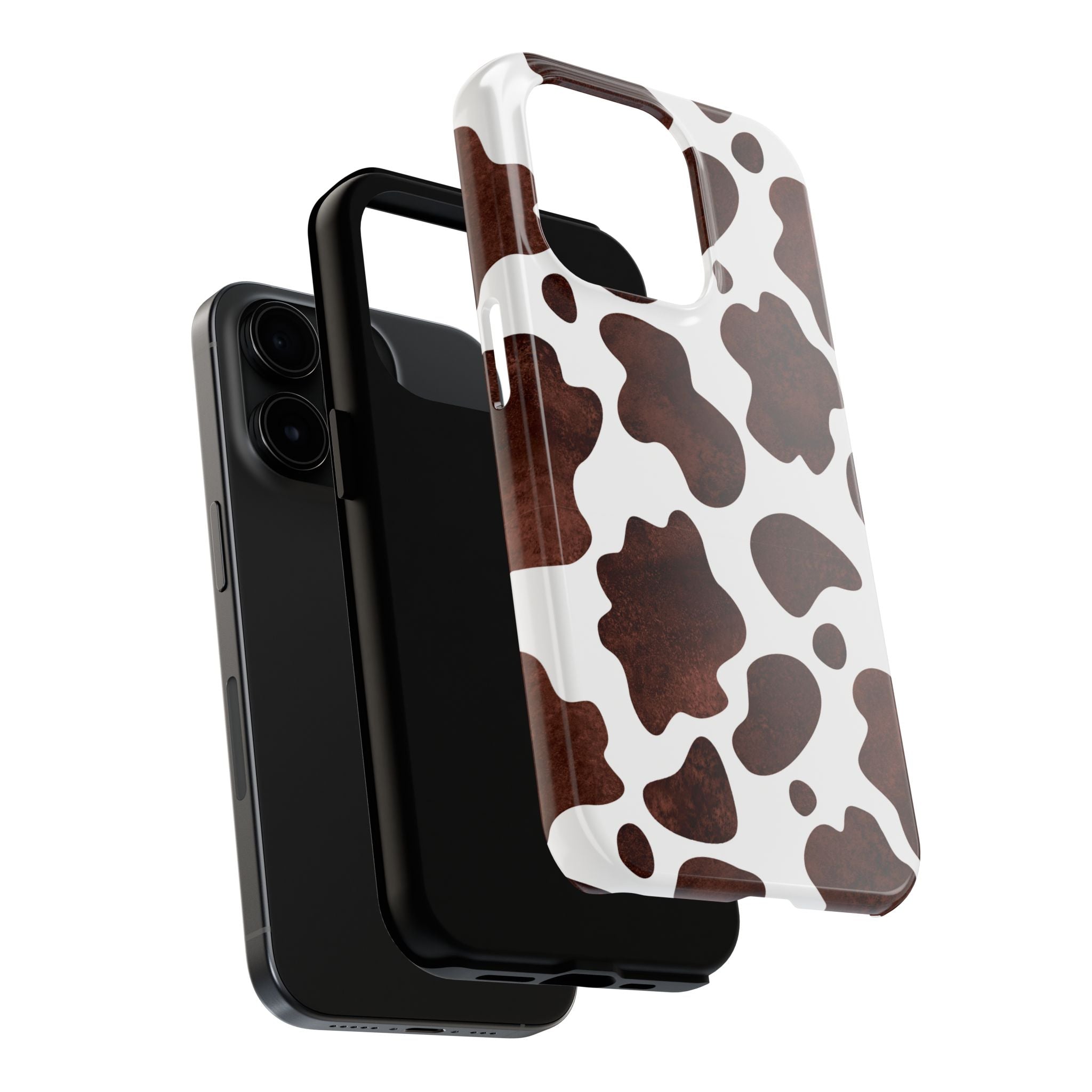 Brown Cow Print Tough Phone Case — Durable Animal Print Phone Cover