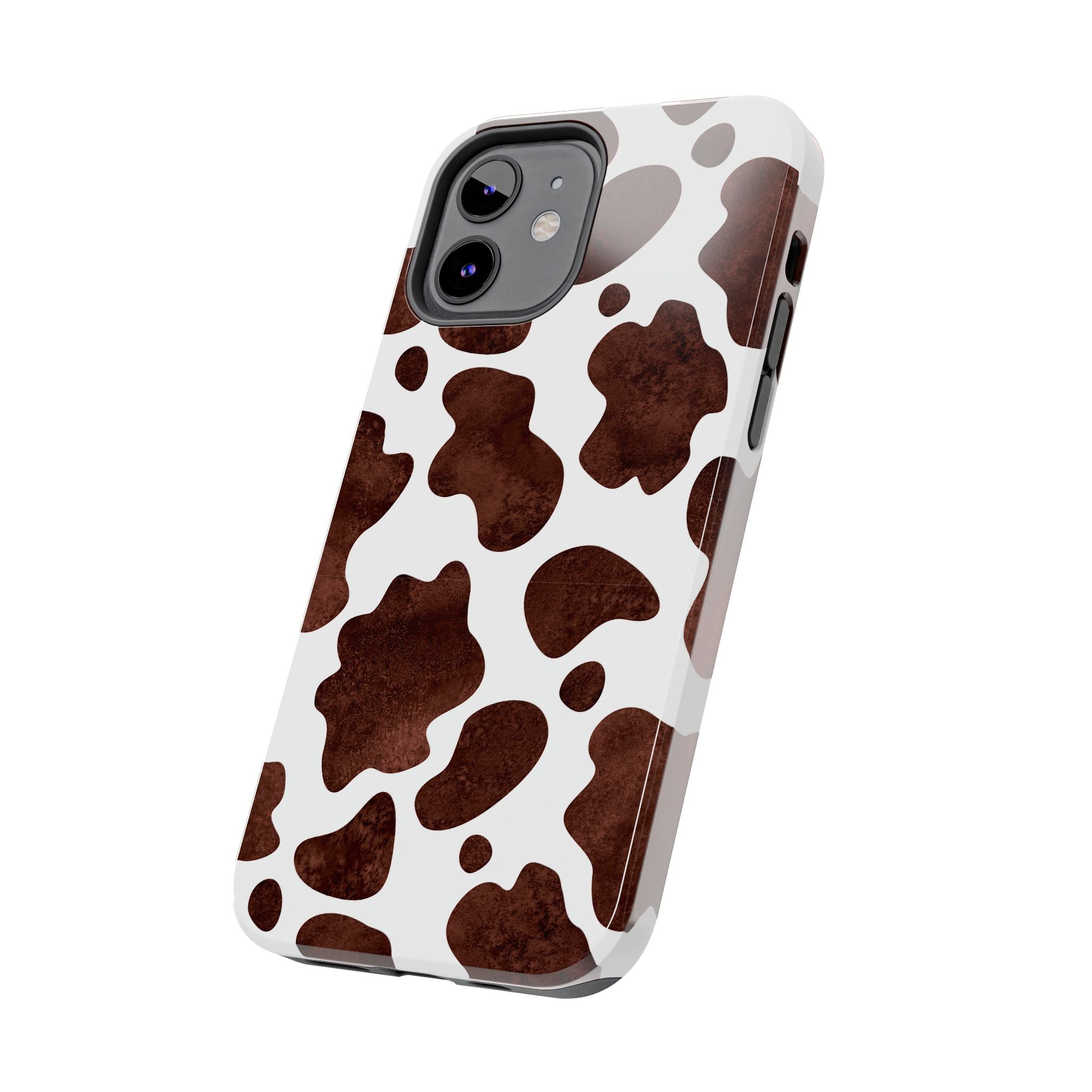 Brown Cow Print Tough Phone Case — Durable Animal Print Phone Cover
