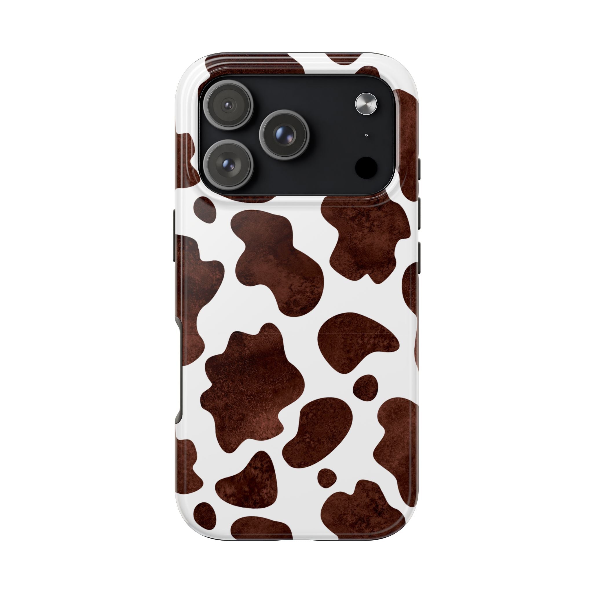 Brown Cow Print Tough Phone Case — Durable Animal Print Phone Cover