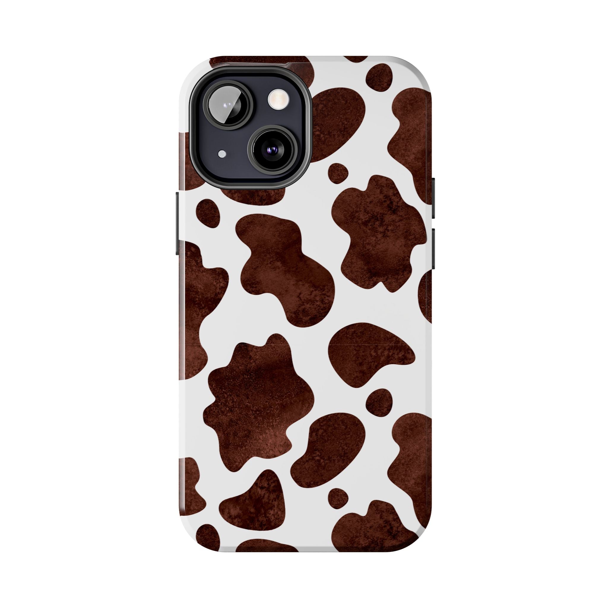 Brown Cow Print Tough Phone Case — Durable Animal Print Phone Cover