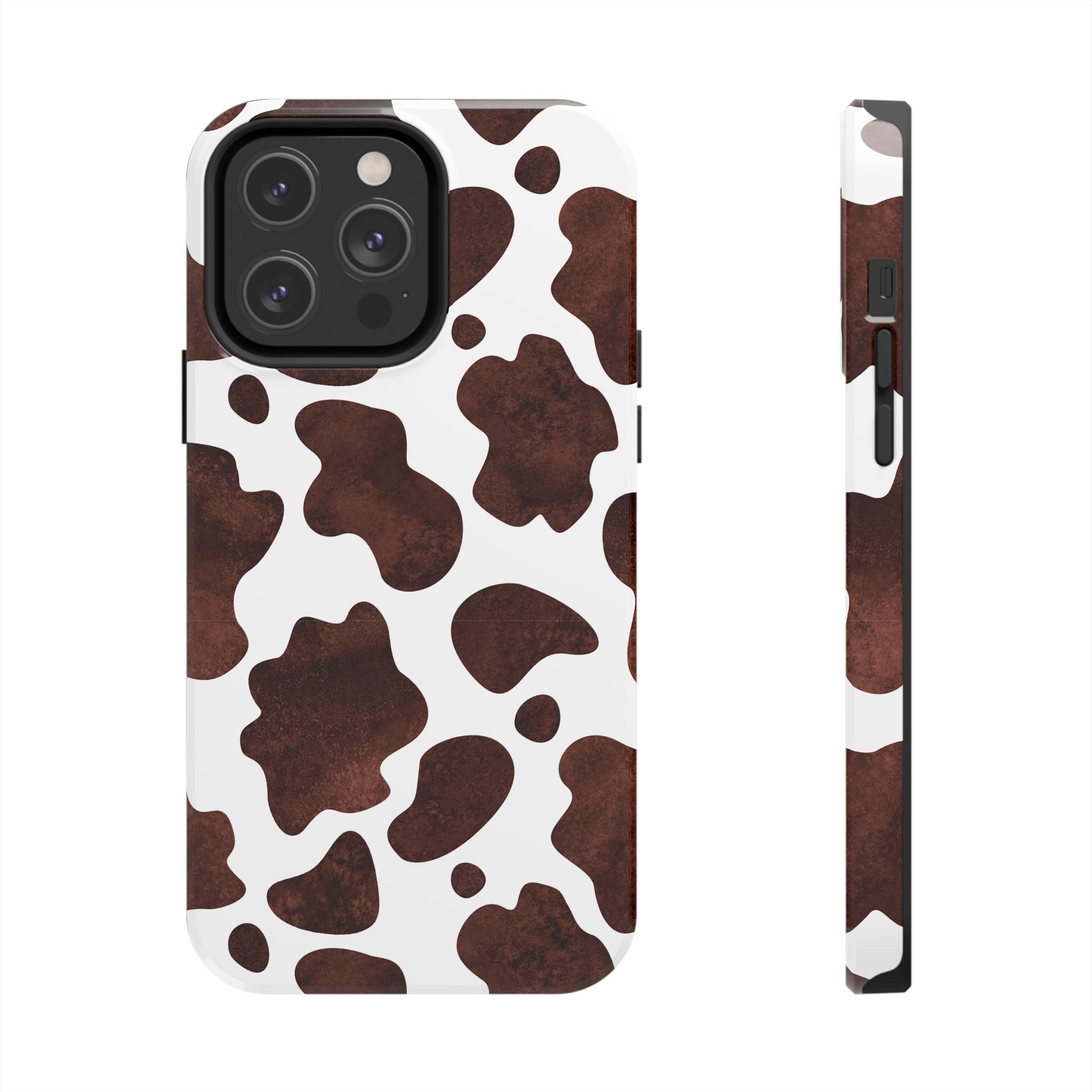 Brown Cow Print Tough Phone Case — Durable Animal Print Phone Cover
