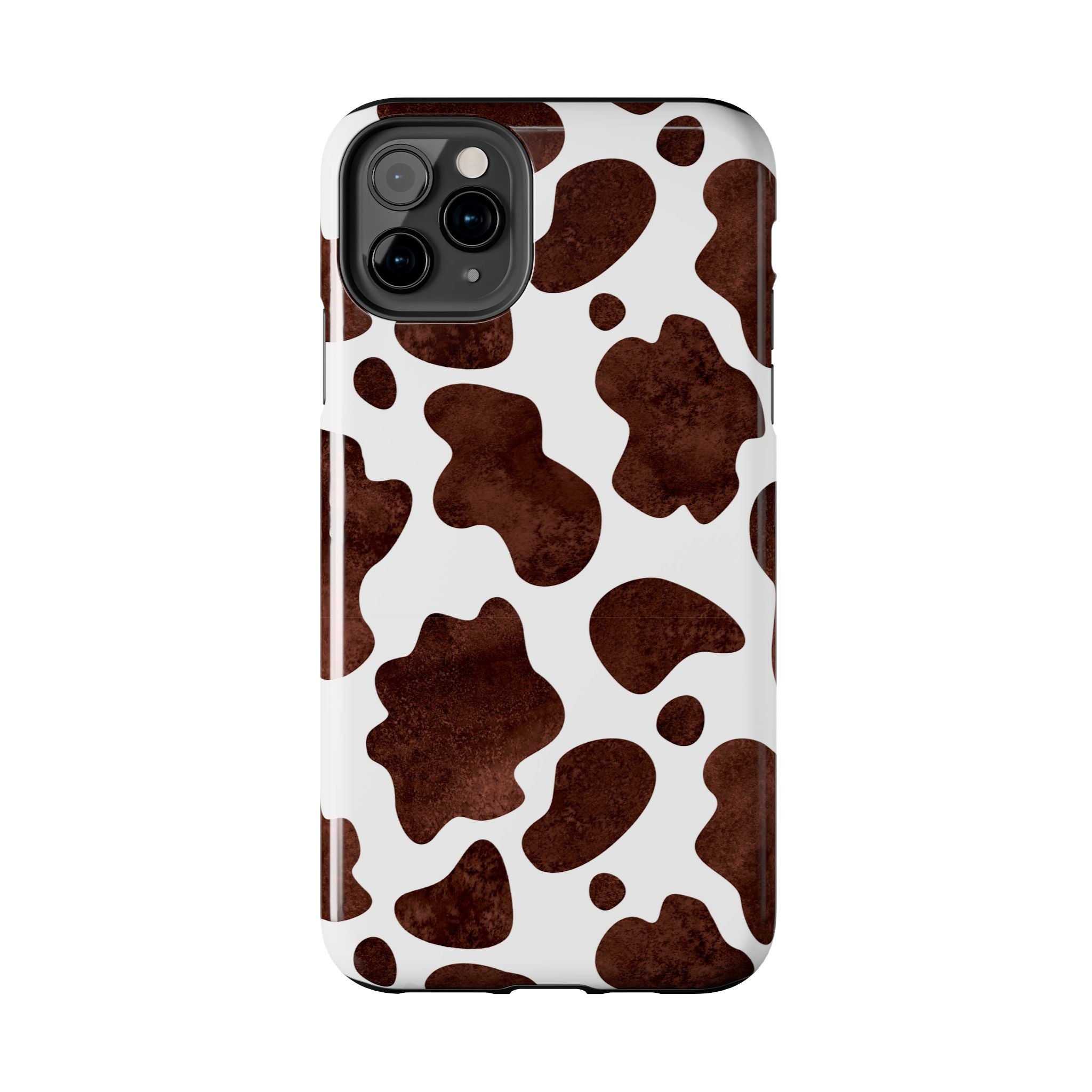 Brown Cow Print Tough Phone Case — Durable Animal Print Phone Cover
