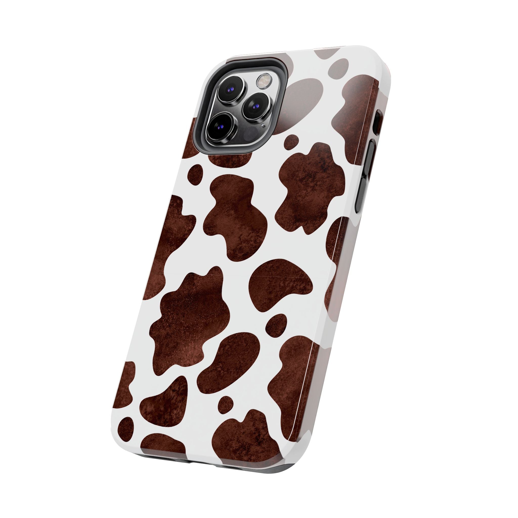 Brown Cow Print Tough Phone Case — Durable Animal Print Phone Cover