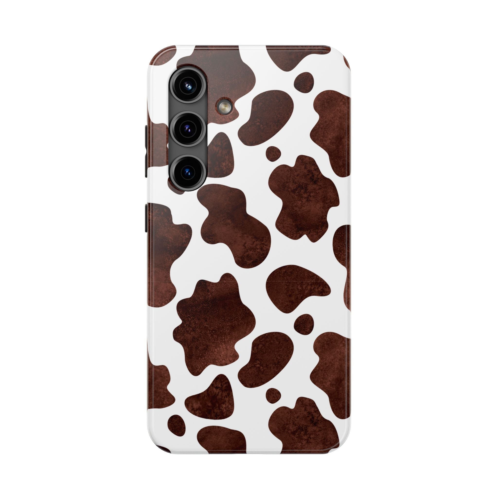 Brown Cow Print Tough Phone Case — Durable Animal Print Phone Cover