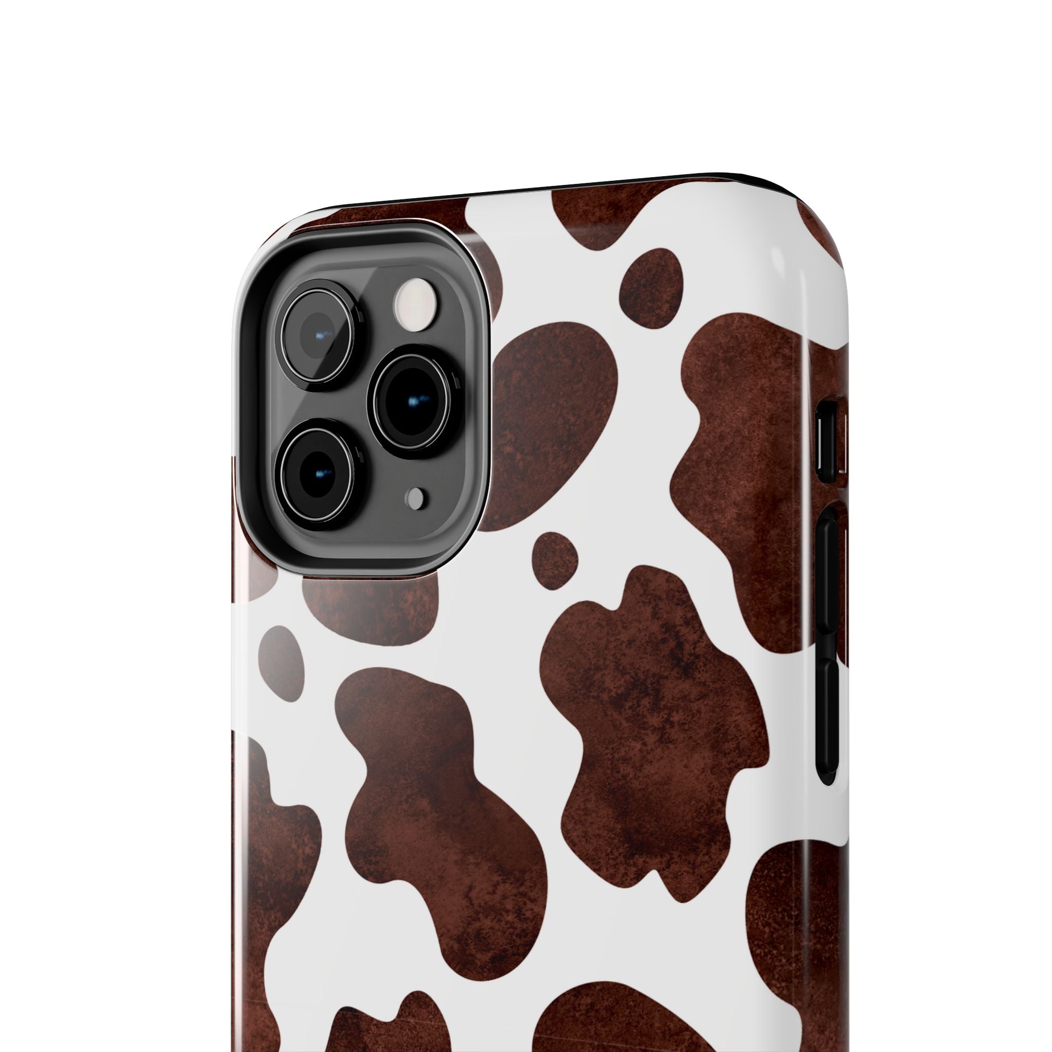 Brown Cow Print Tough Phone Case — Durable Animal Print Phone Cover