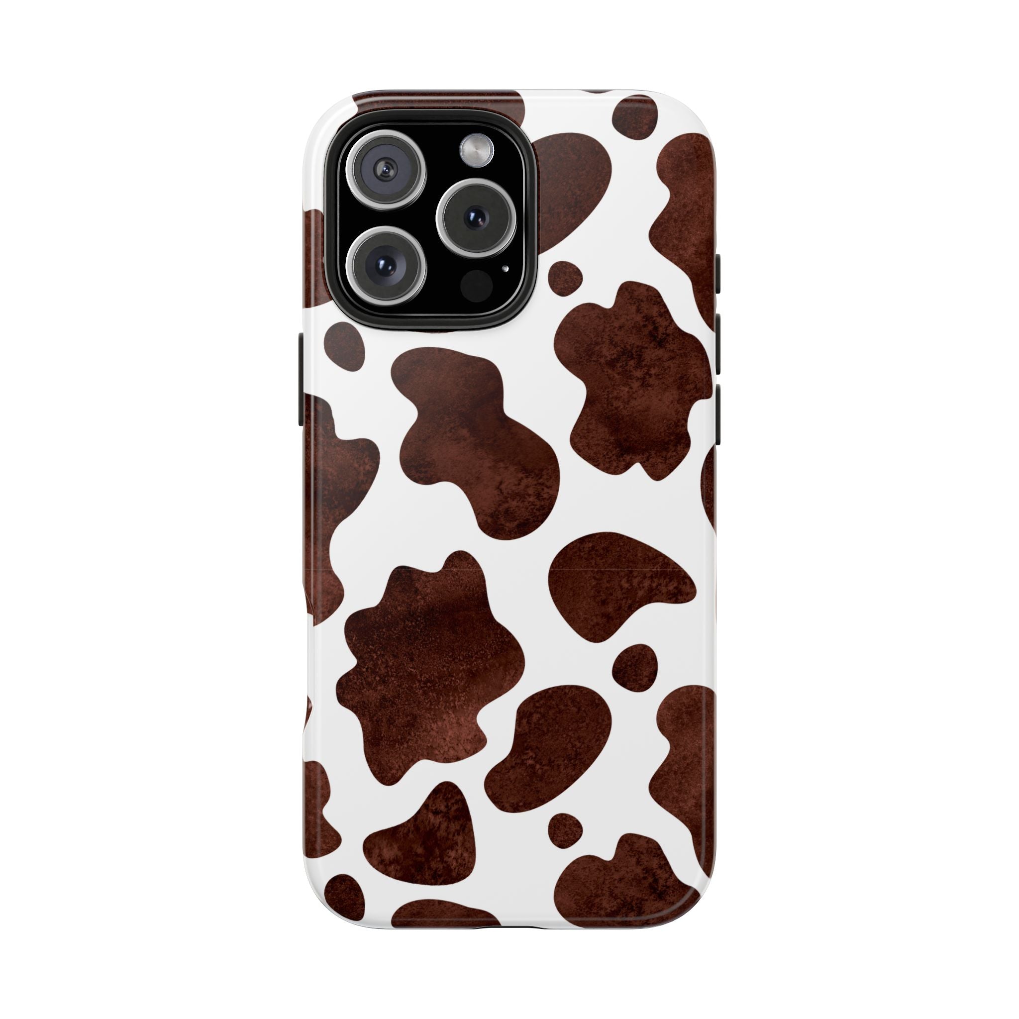 Brown Cow Print Tough Phone Case — Durable Animal Print Phone Cover