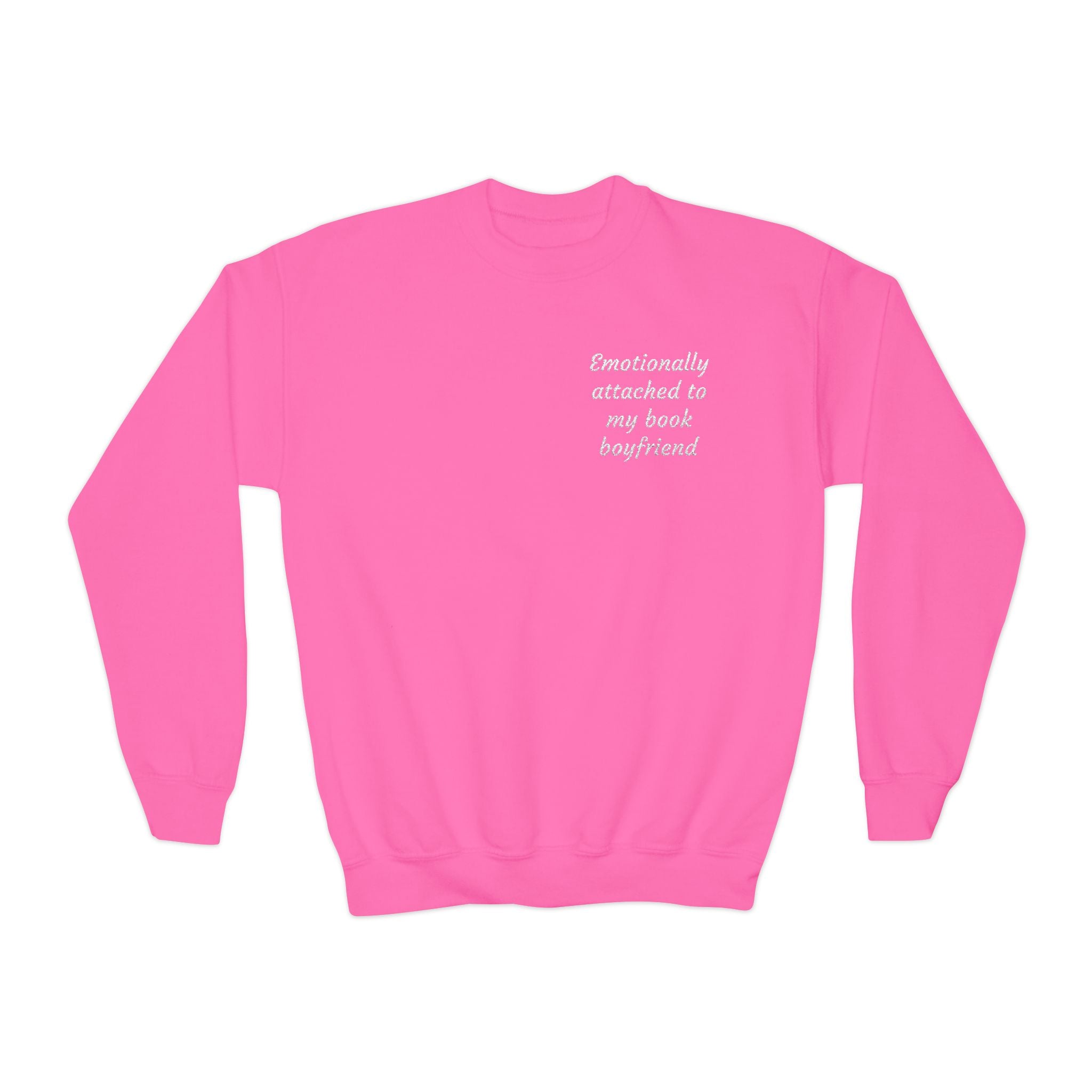 Youth Crewneck Sweatshirt "Emotionally Attached to My Book Boyfriend" – Cozy Literary Teen Sweatshirt