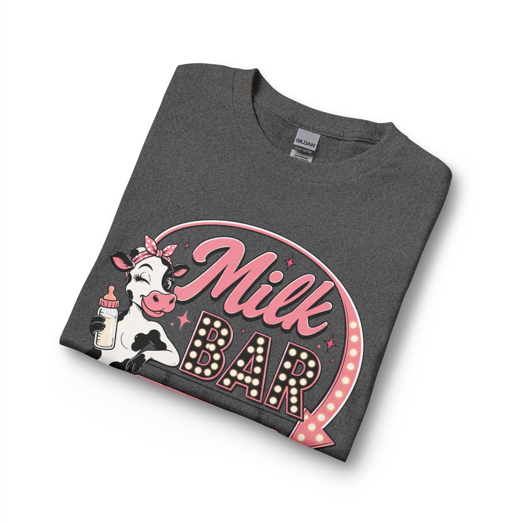 Milk Bar Long Sleeve Tee — Retro 'Milk Bar Open 24/7' Graphic Shirt