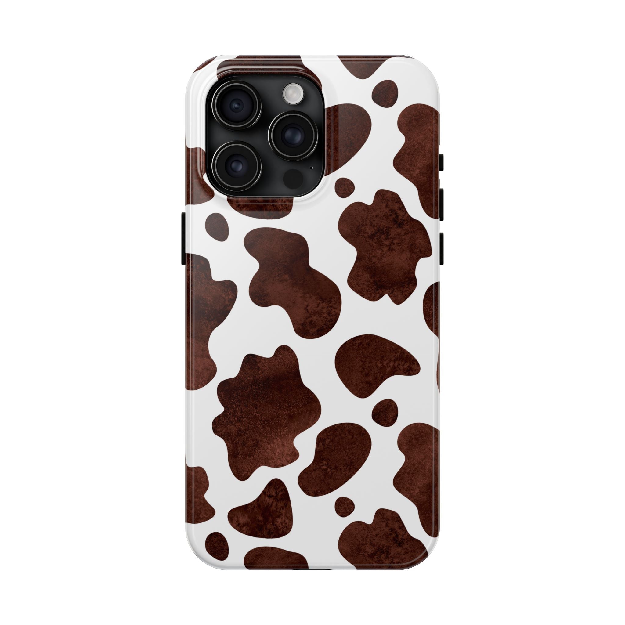 Brown Cow Print Tough Phone Case — Durable Animal Print Phone Cover