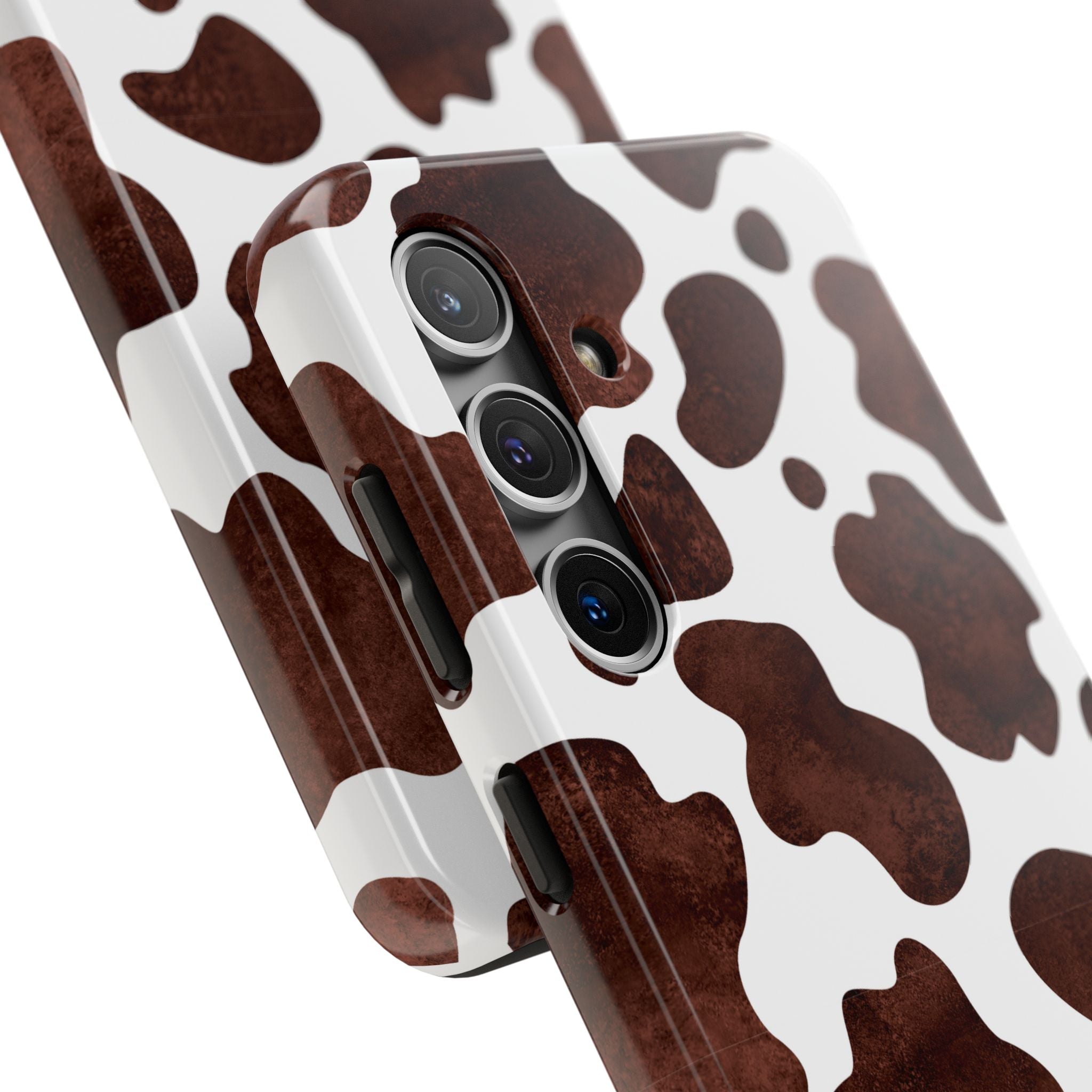 Brown Cow Print Tough Phone Case — Durable Animal Print Phone Cover