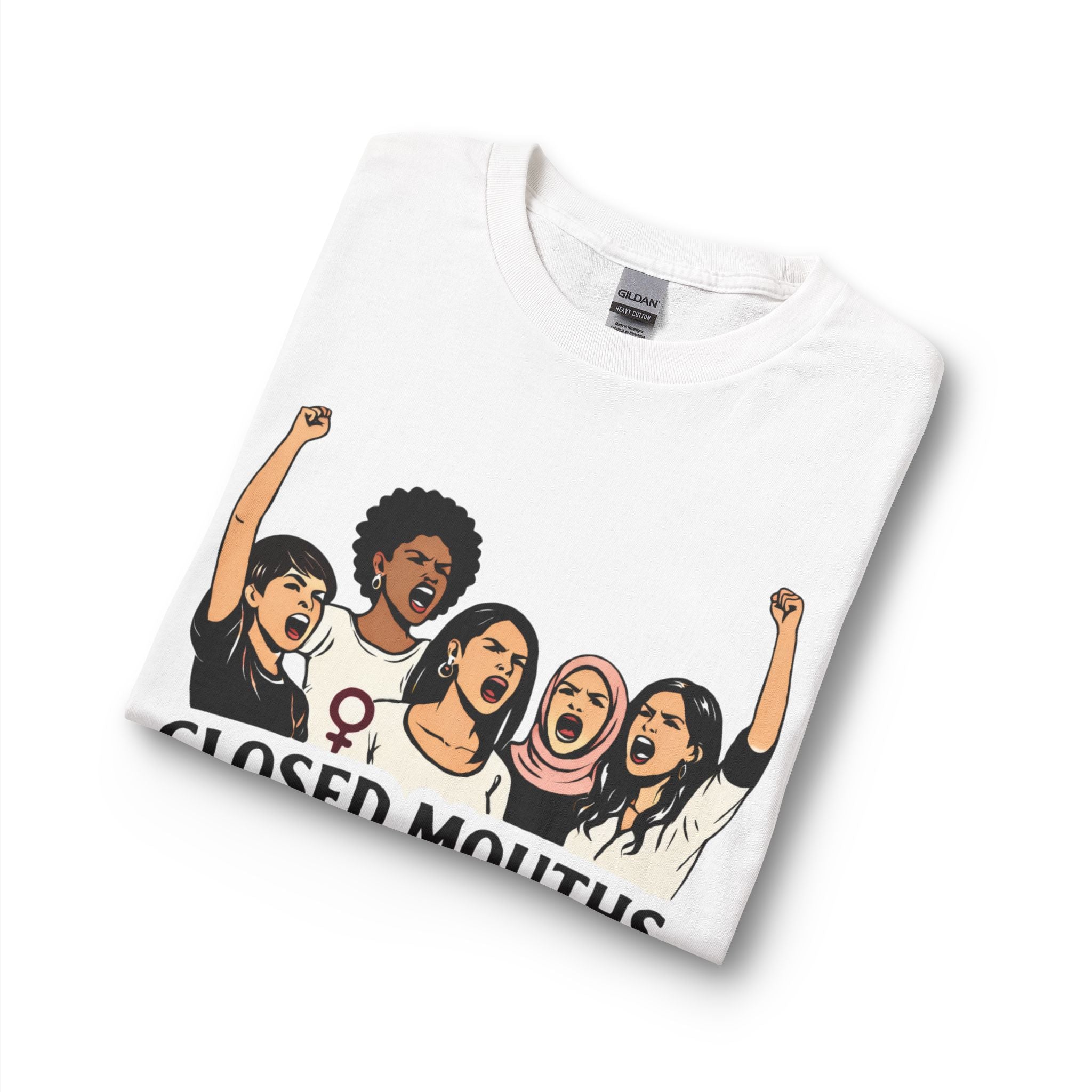 Closed Mouths Don't Get Fed Long Sleeve Tee — Feminist Protest Shirt